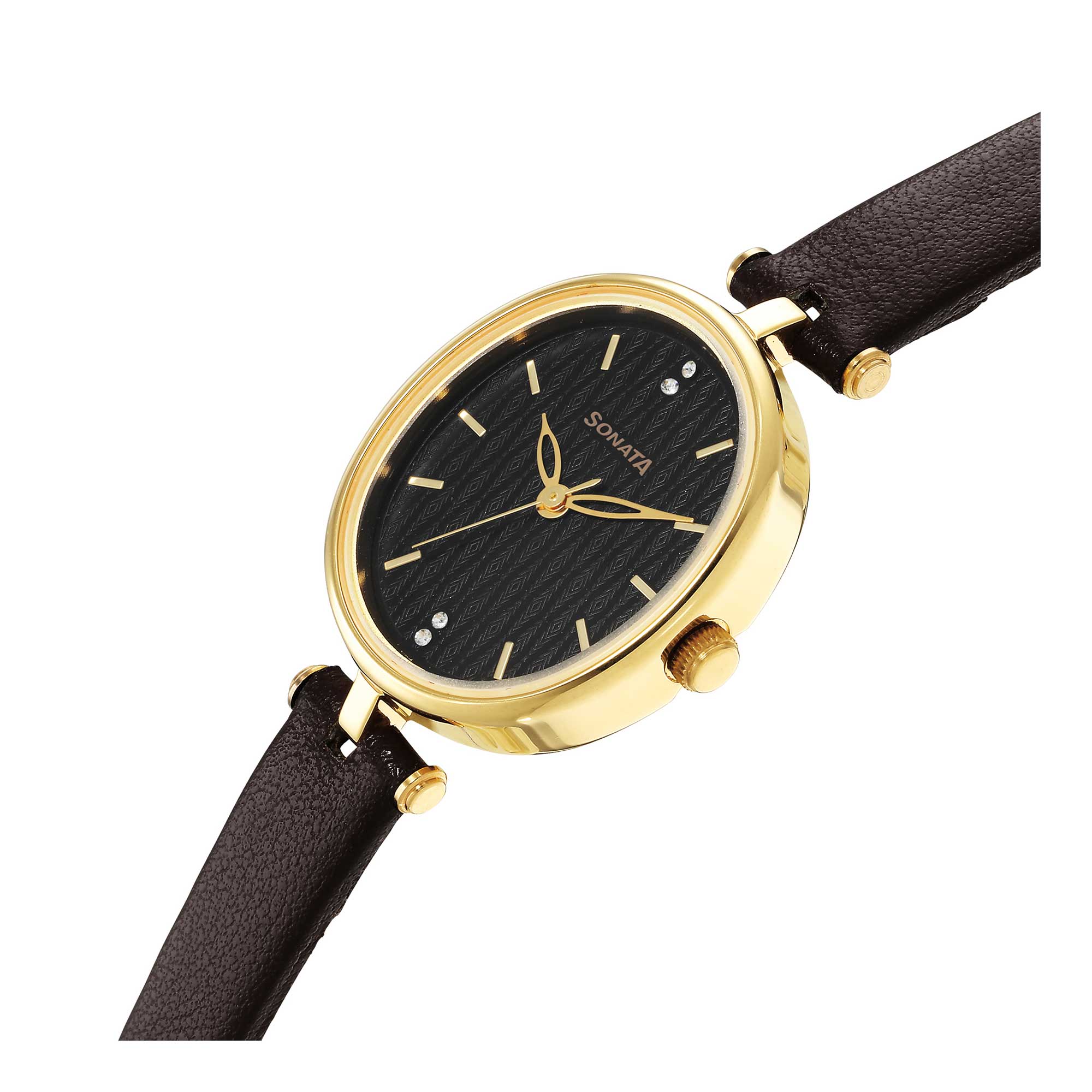 Classic Gold Brown Dial Metal Strap Watch for Women - Image 3