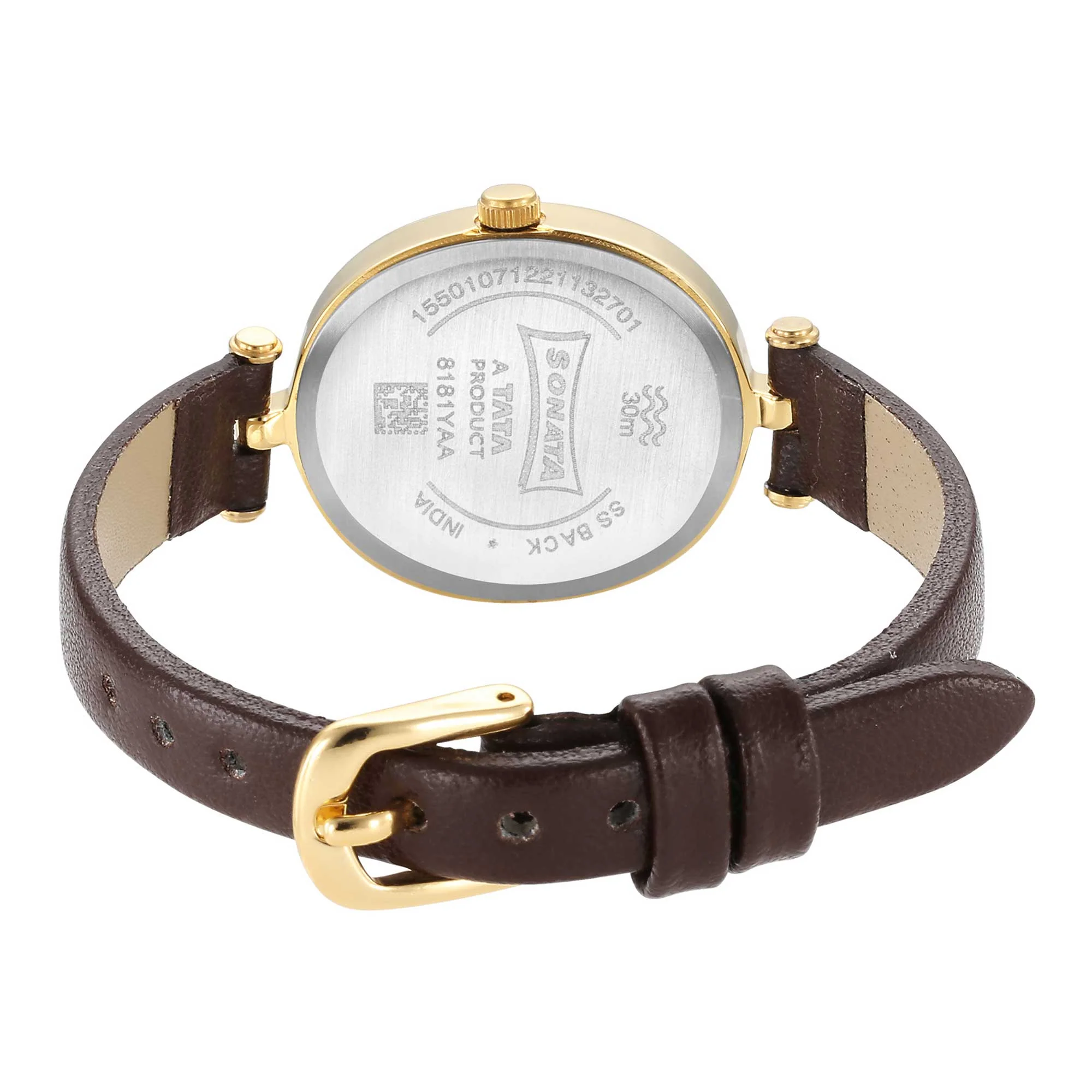 Classic Gold Brown Dial Metal Strap Watch for Women - Image 4