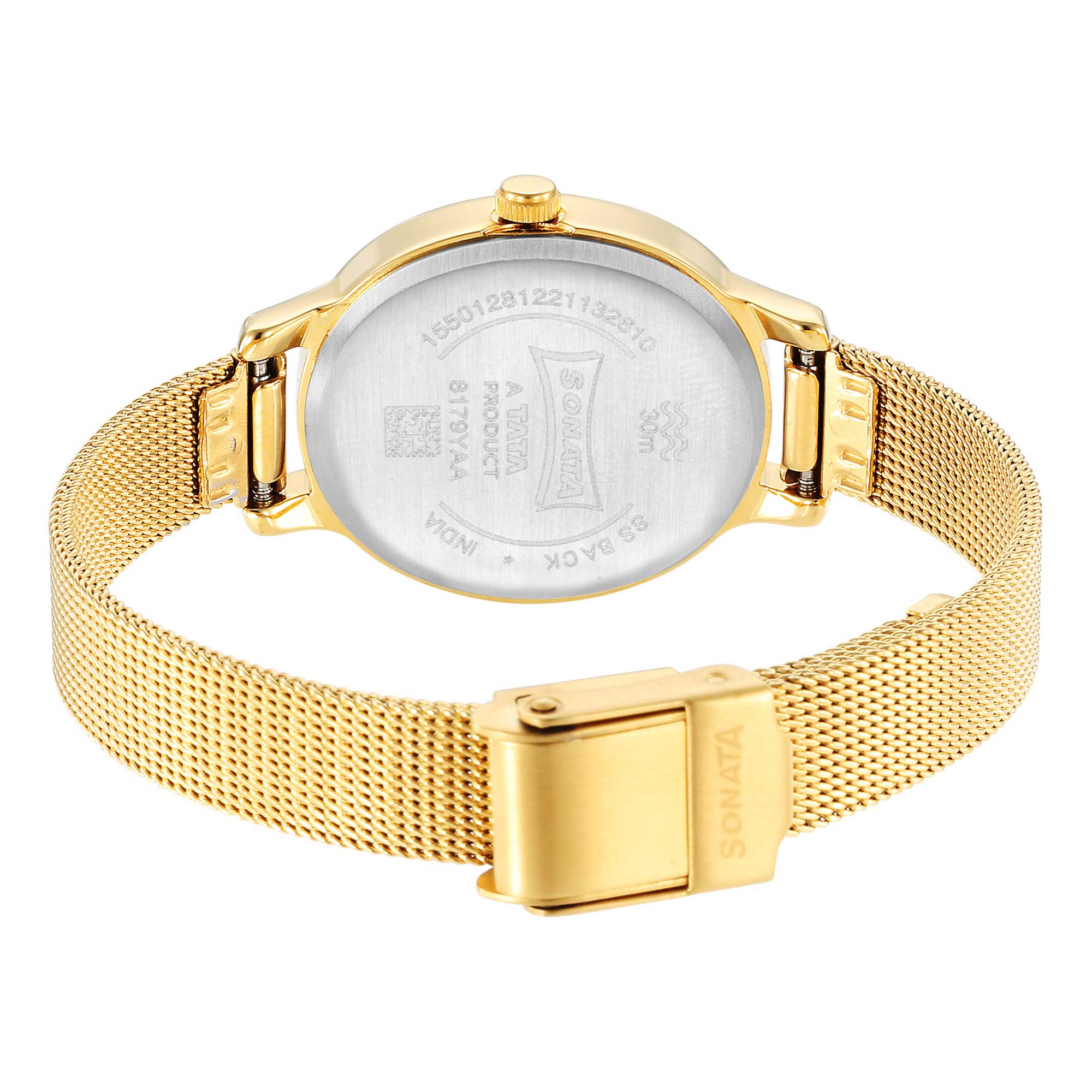Classic Gold Pink Dial Metal Strap Watch for Women - Image 4