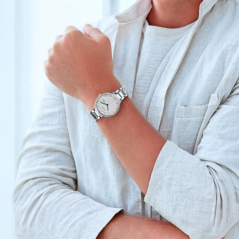 Edge Metal Silver Dial Stainless Steel Strap Watch for Men - Image 7