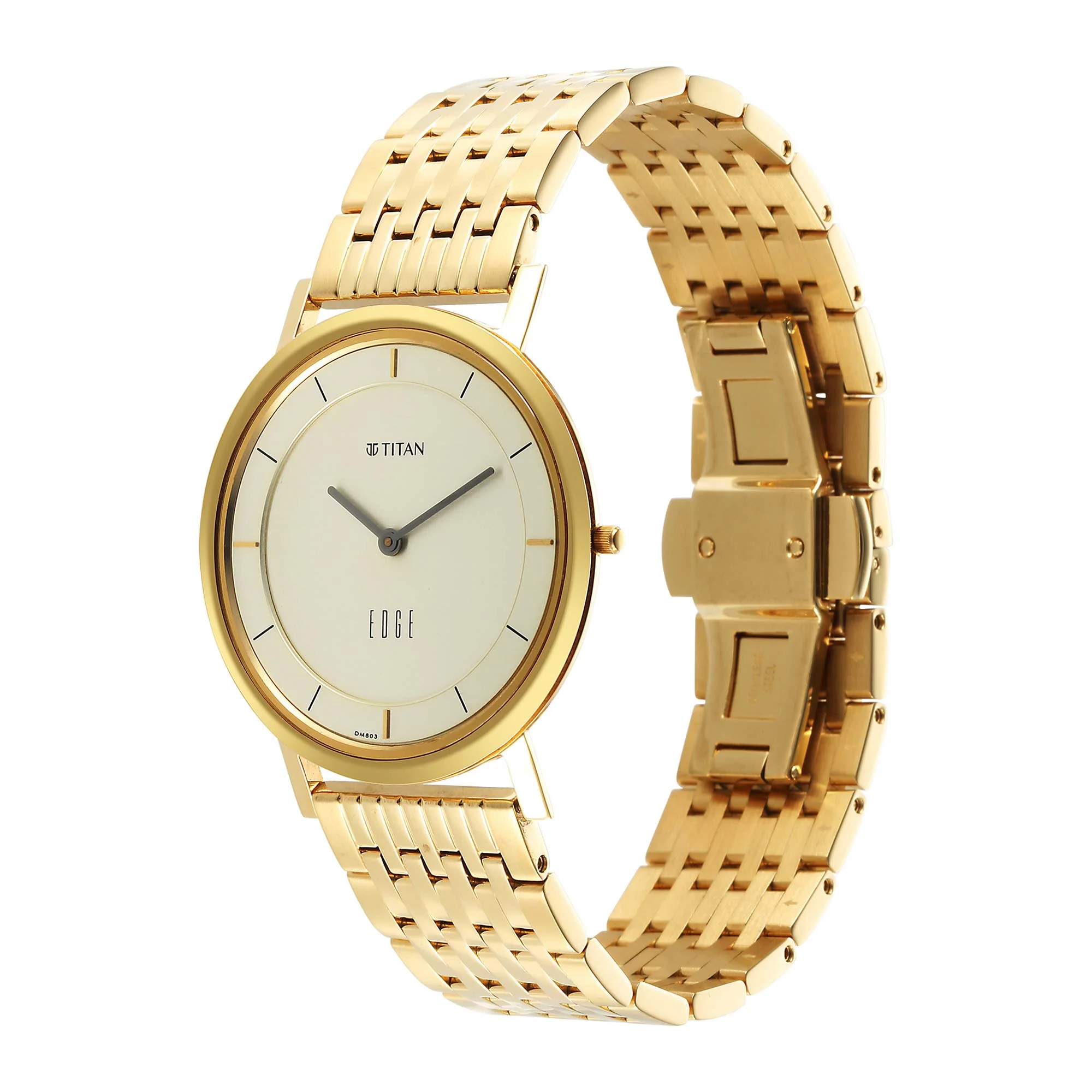 Edge Metal Yellow Dial Stainless Steel Strap Watch Men - Image 4