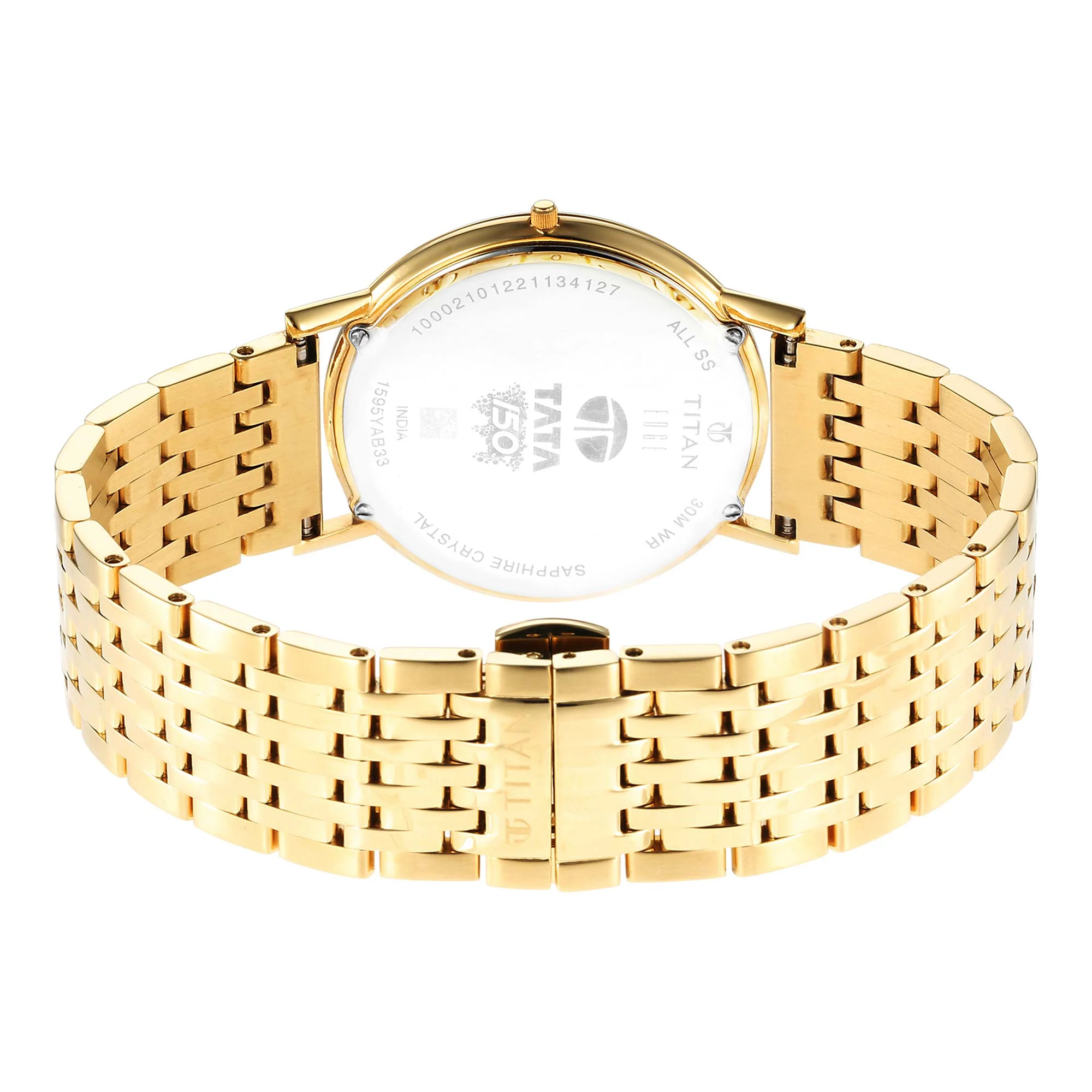 Edge Metal Yellow Dial Stainless Steel Strap Watch Men - Image 6