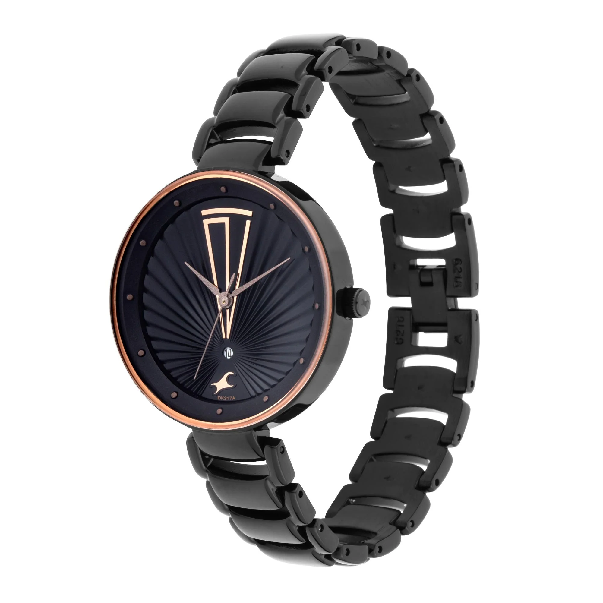 Fastrack Fastrack Ruffles Quartz Analog with Date Black Dial Stainless Steel Strap Watch for Girls - Image 3