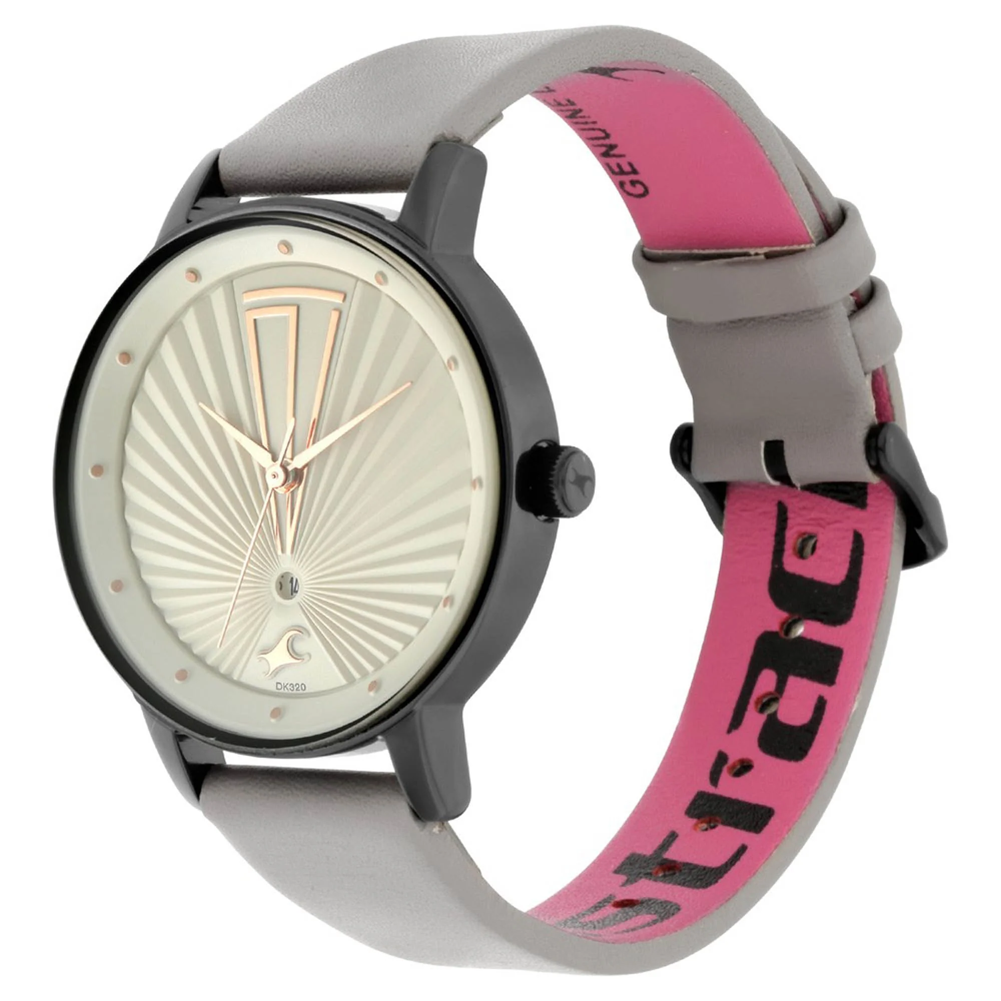 Fastrack Fastrack Ruffles Quartz Analog with Date Grey Dial Leather Strap Watch for Girls - Image 3