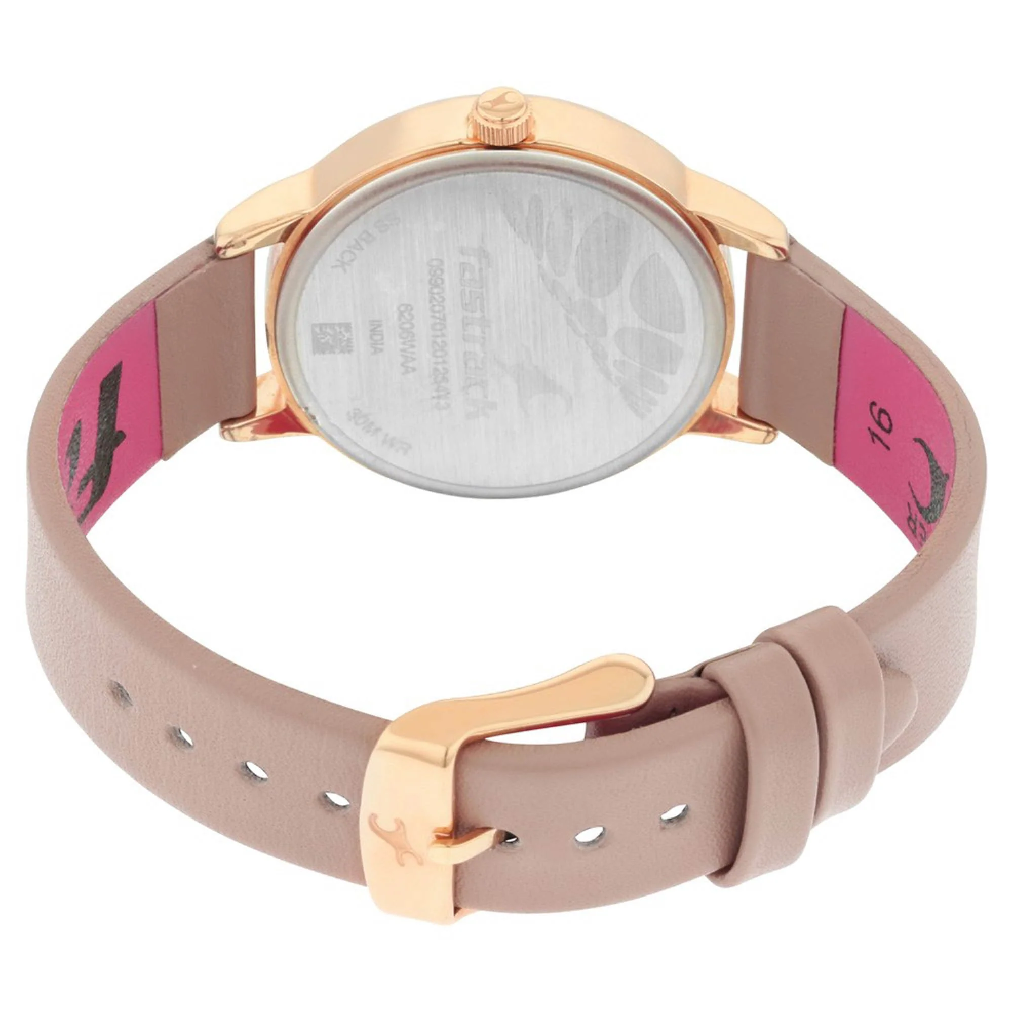 Fastrack Fastrack Ruffles Quartz Analog with Date Pink Dial Leather Strap Watch for Girls - Image 5