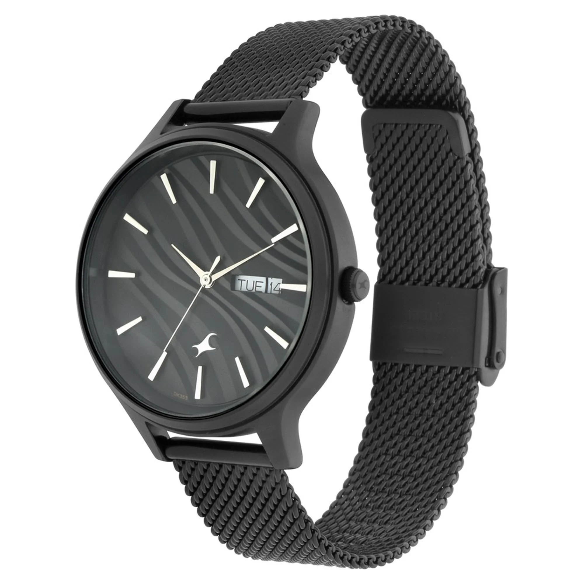 Fastrack Fastrack Ruffles Quartz Analog with Day and Date Black Dial Stainless Steel Strap Watch for Girls - Image 3