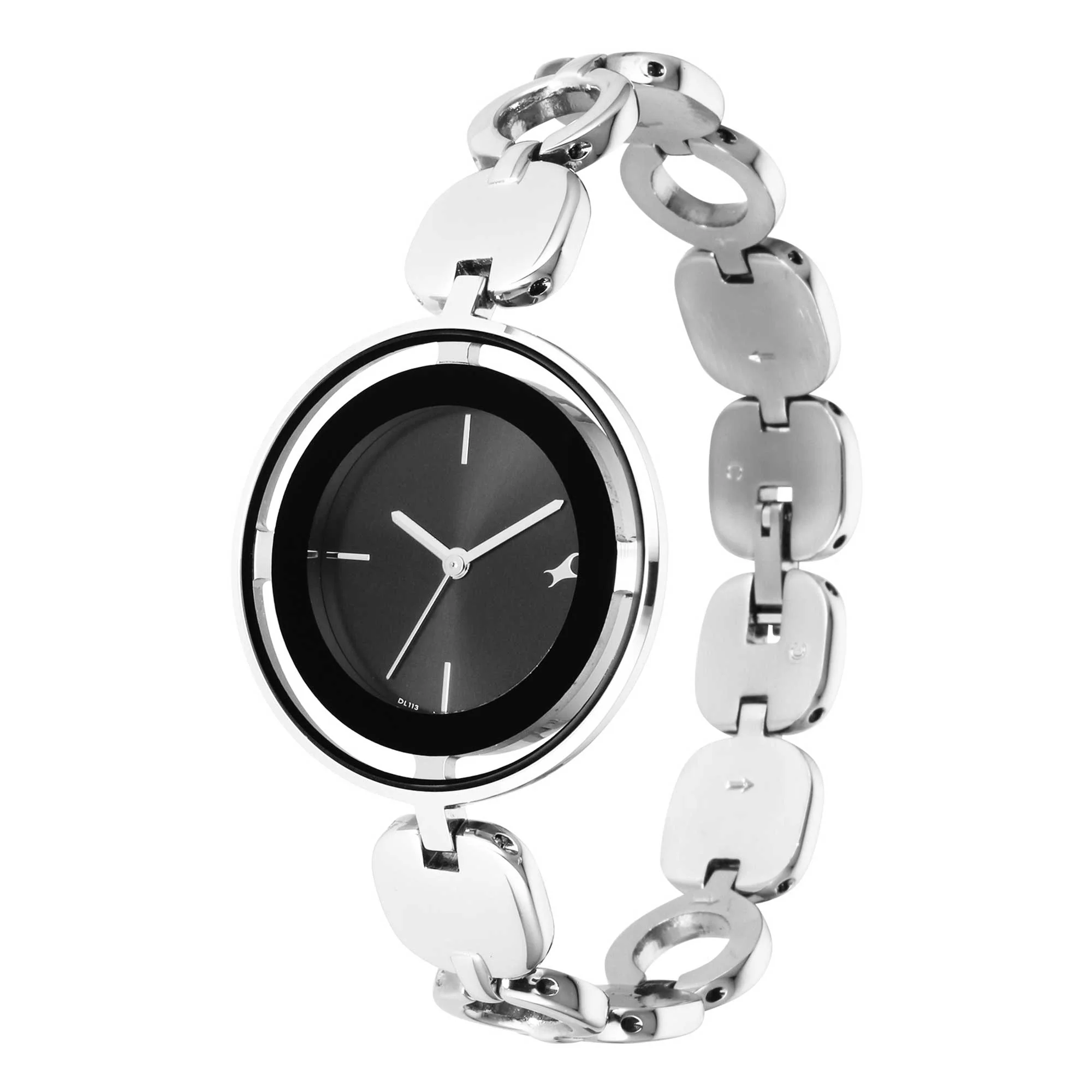 Fastrack Glitch Quartz Analog Silver Dial Metal Strap Watch for Girls - Image 3
