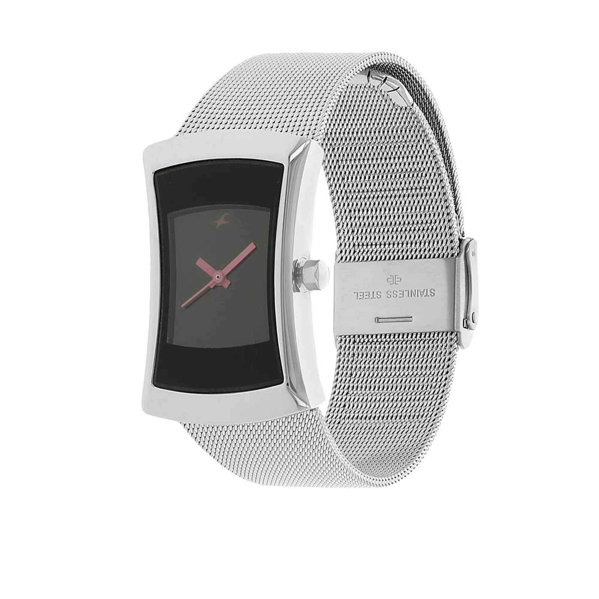 Fastrack Quartz Analog Black Dial Metal Strap Watch for Girls - Image 2