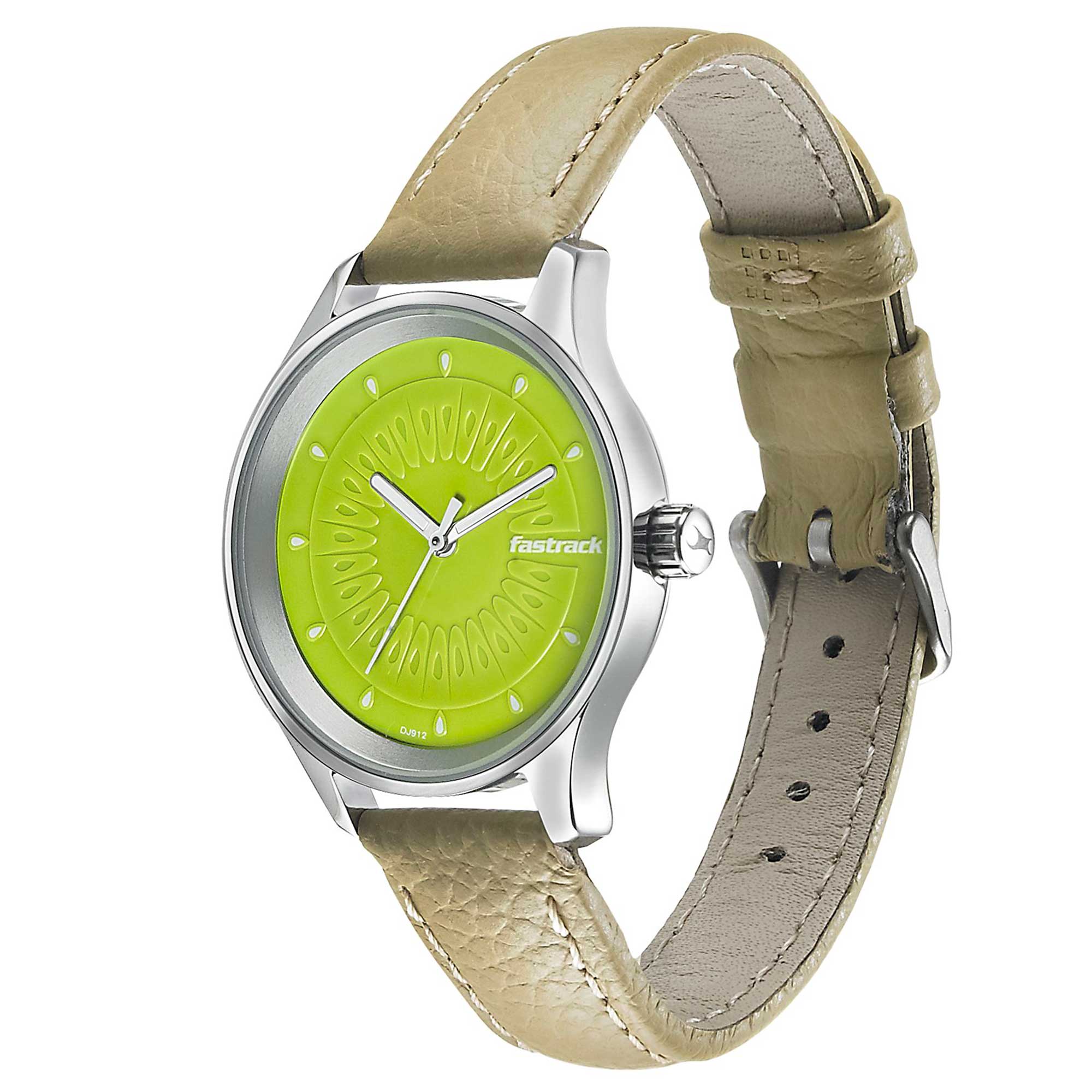Fastrack Quartz Analog Green Dial Leather Strap Watch for Girls - Image 3