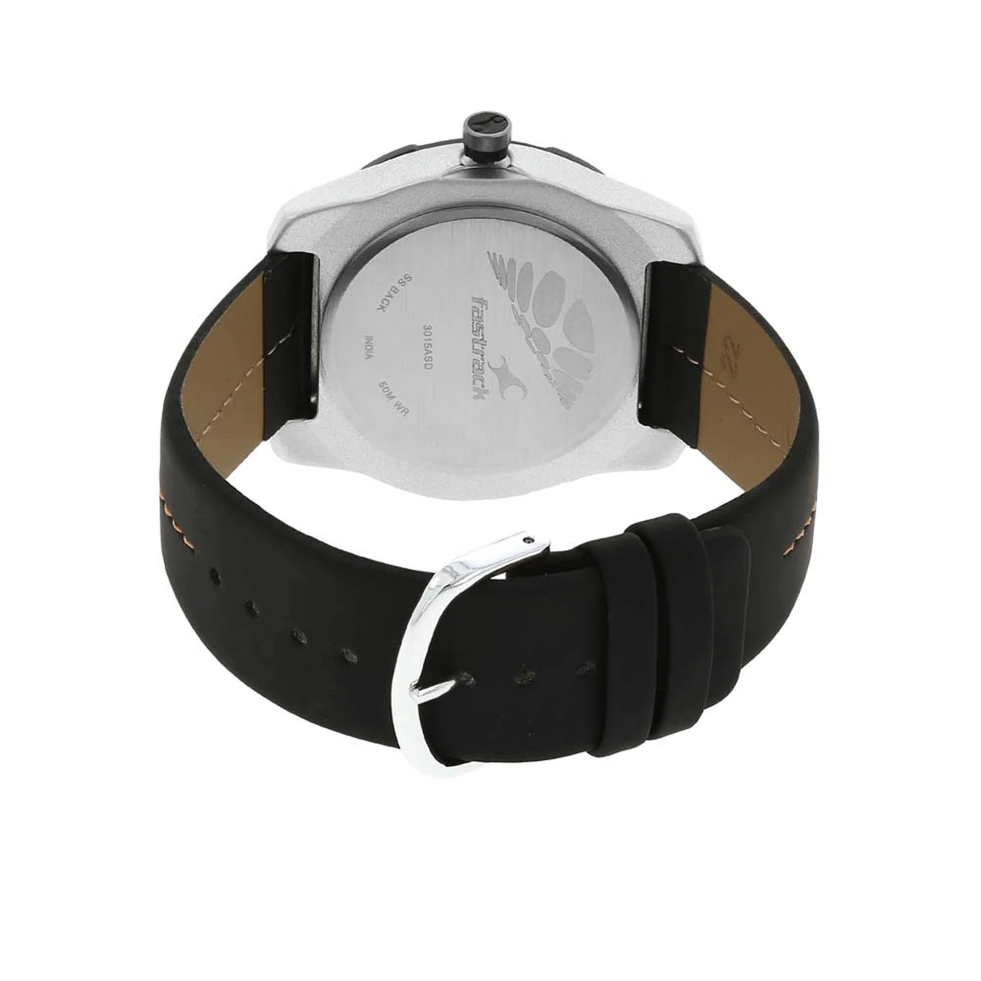 Fastrack Quartz Analog Grey Dial Leather Strap Watch for Guys - Image 4