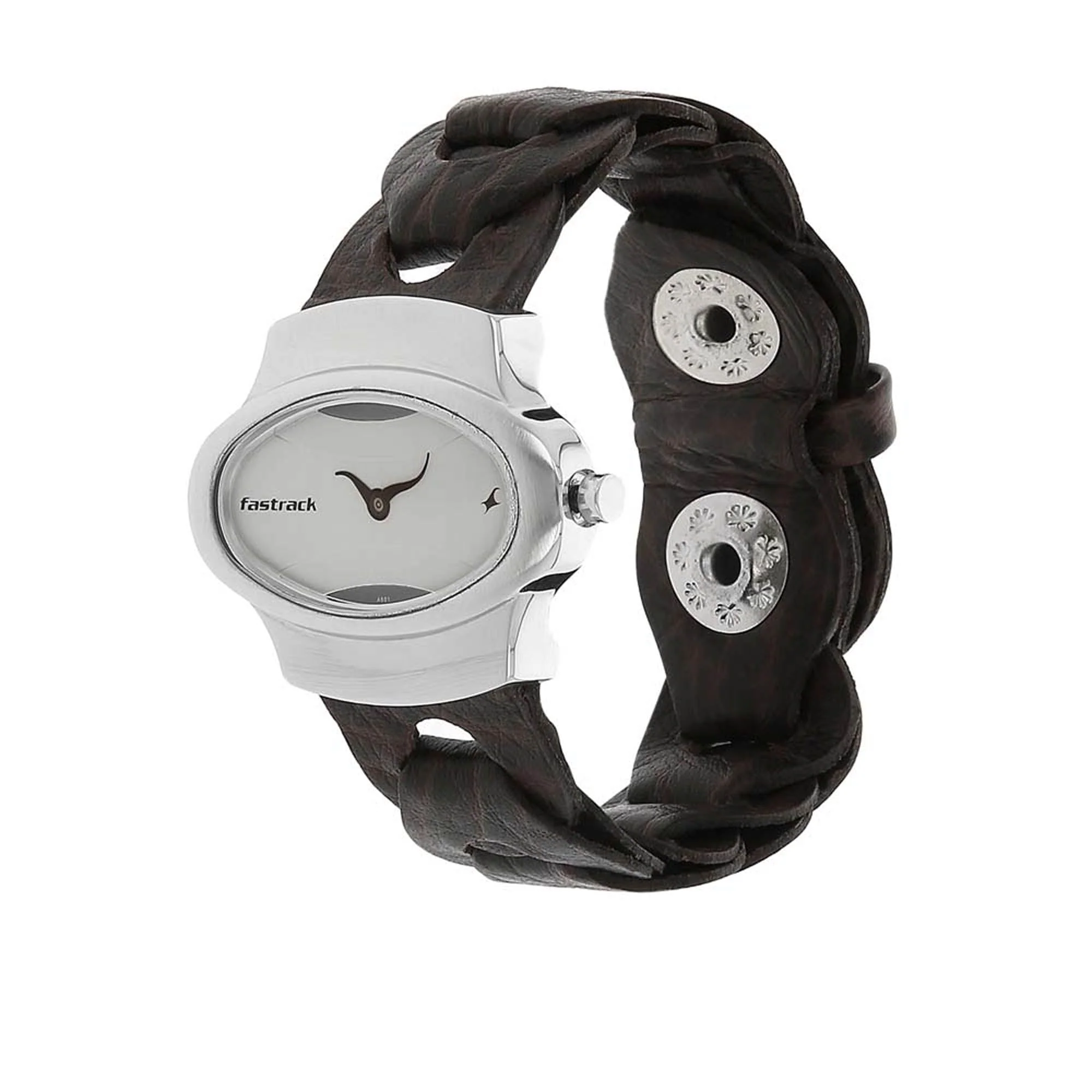 Fastrack Quartz Analog Silver Dial Leather Strap Watch for Girls - Image 2