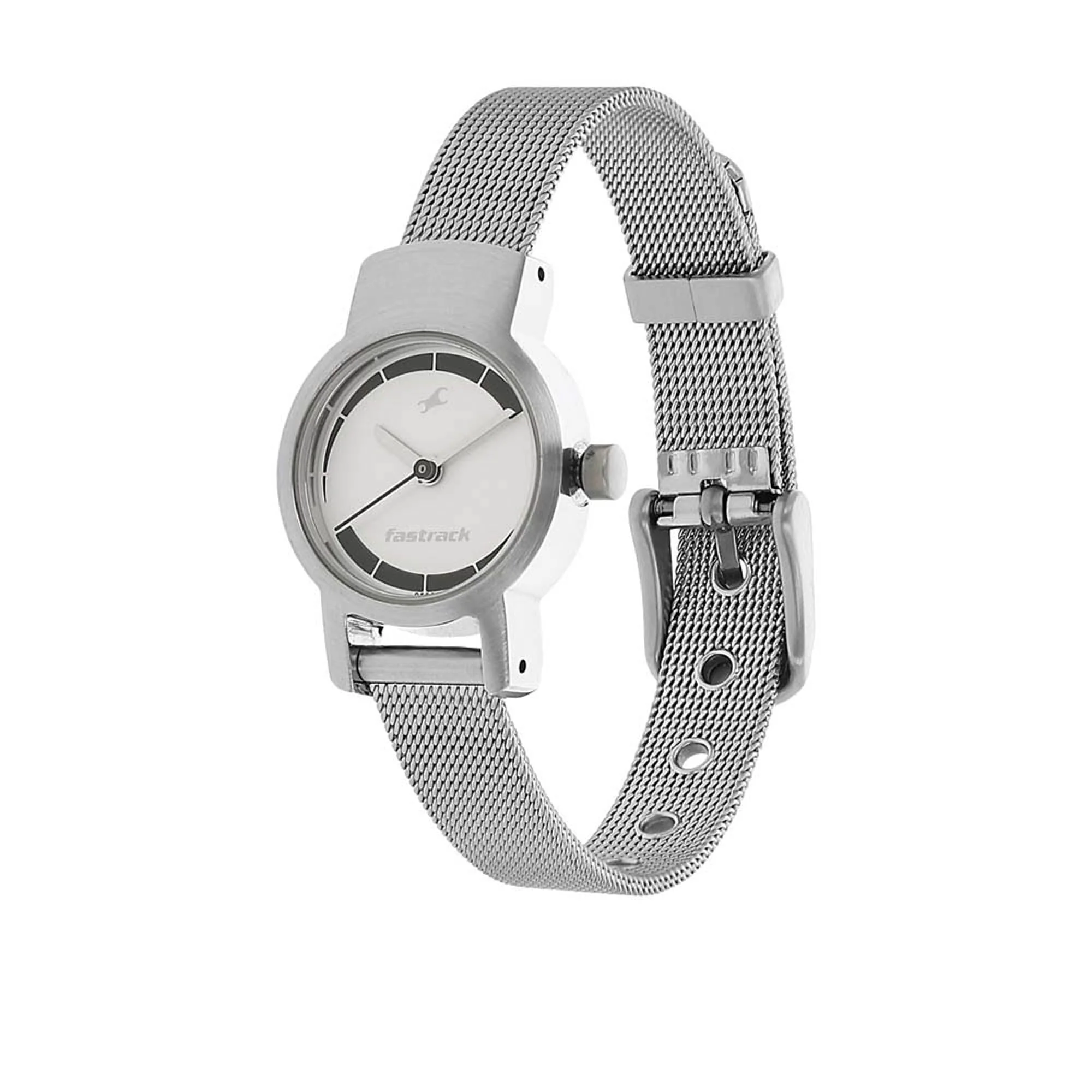 Fastrack Quartz Analog Silver Dial Metal Strap Watch for Girls - Image 2