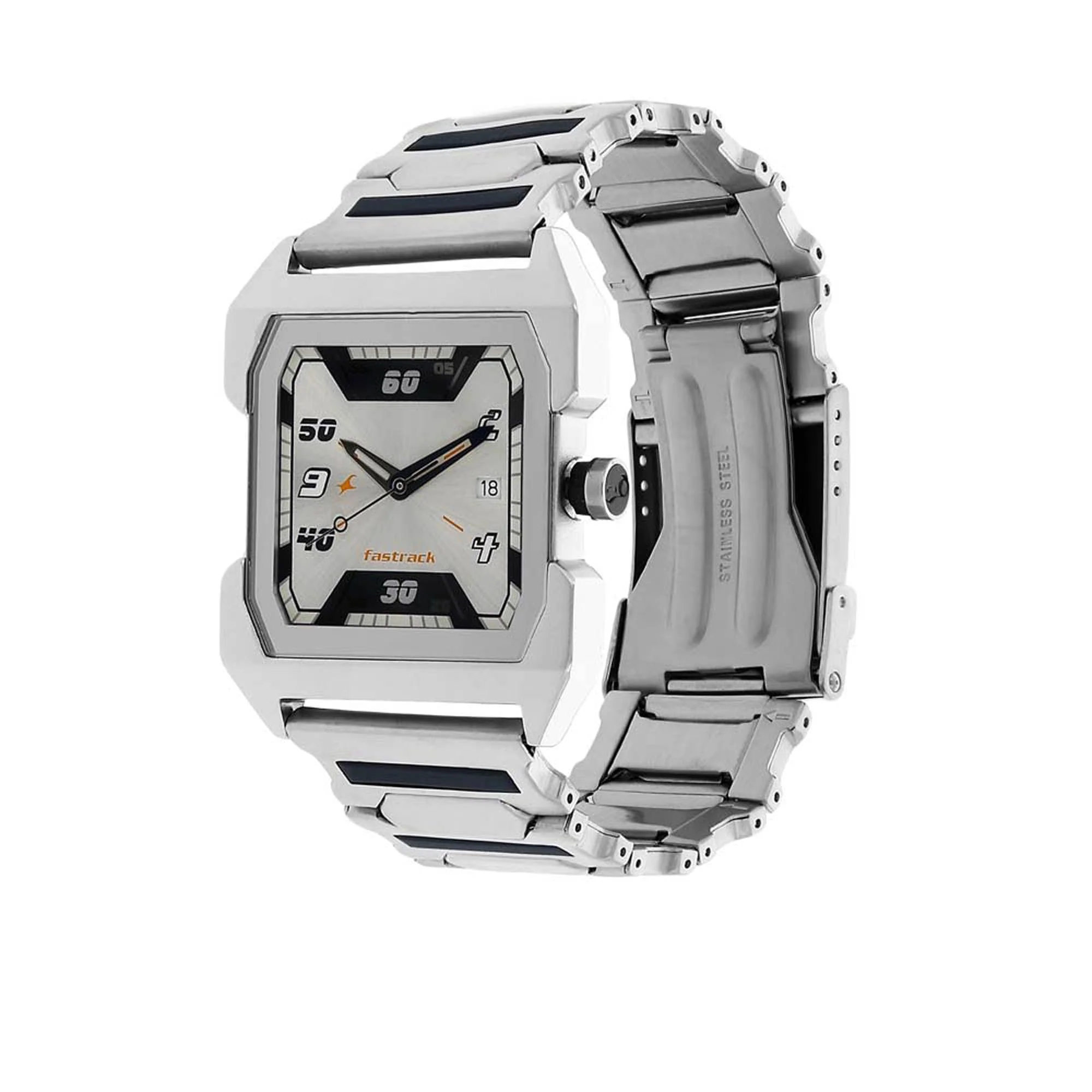 Fastrack Quartz Analog Silver Dial Stainless Steel Strap Watch for Guys - Image 2