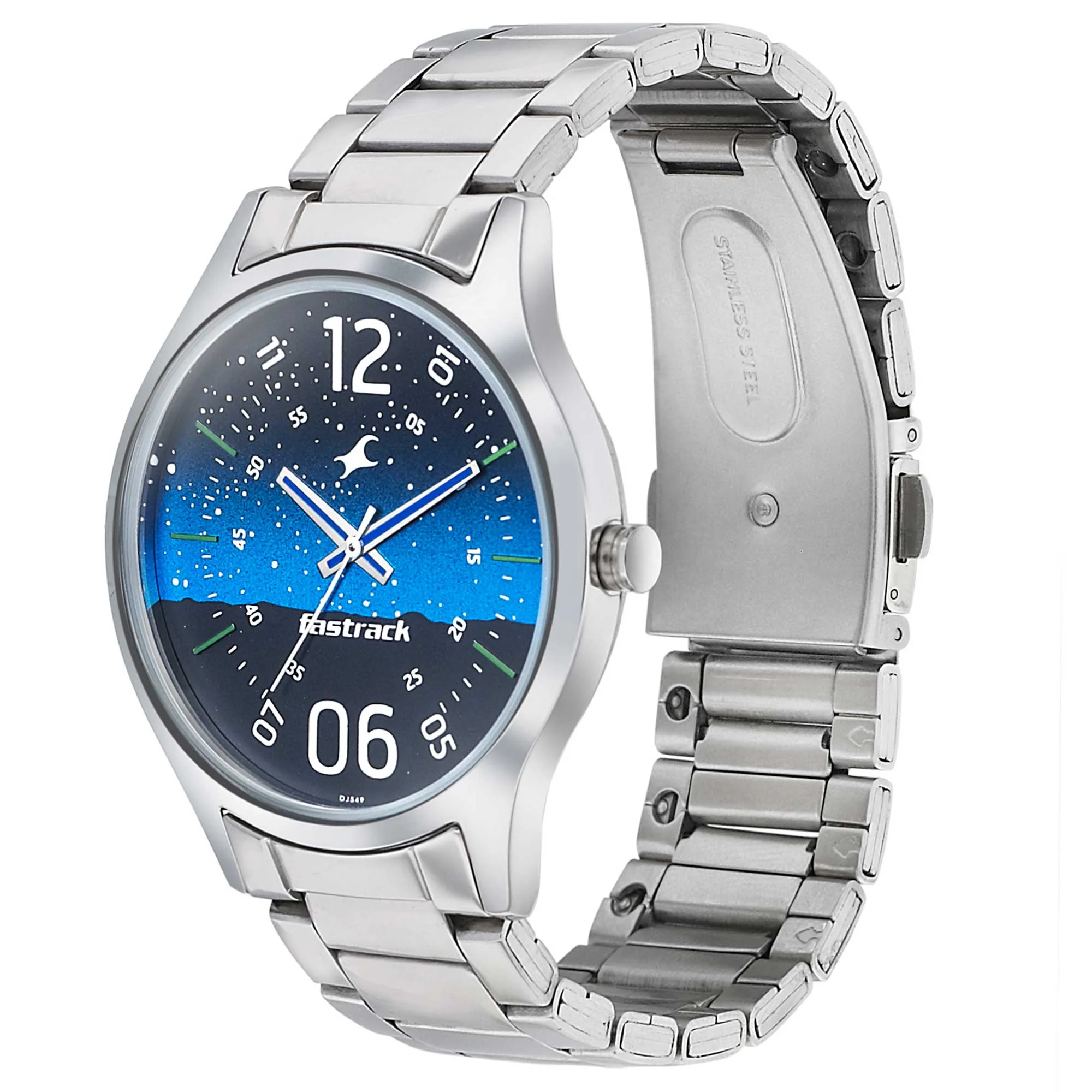 Fastrack Space Rover Quartz Analog Blue Dial Stainless Steel Strap Watch for Guys - Image 3