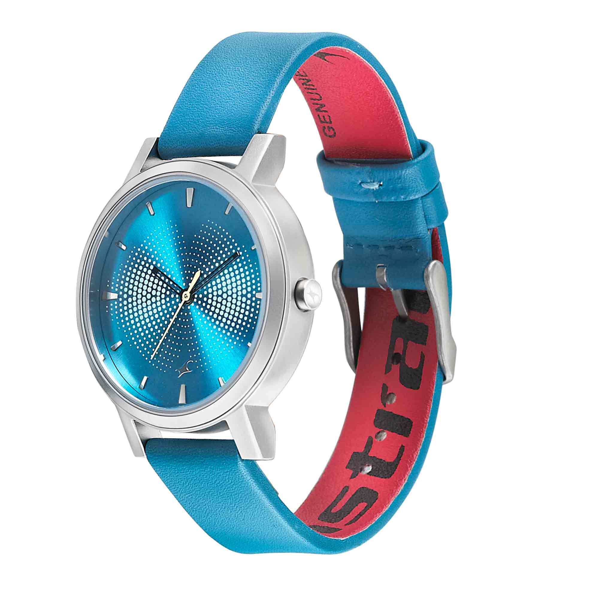 Fastrack Sunburn Quartz Analog Blue Dial Leather Strap Watch for Girls - Image 3