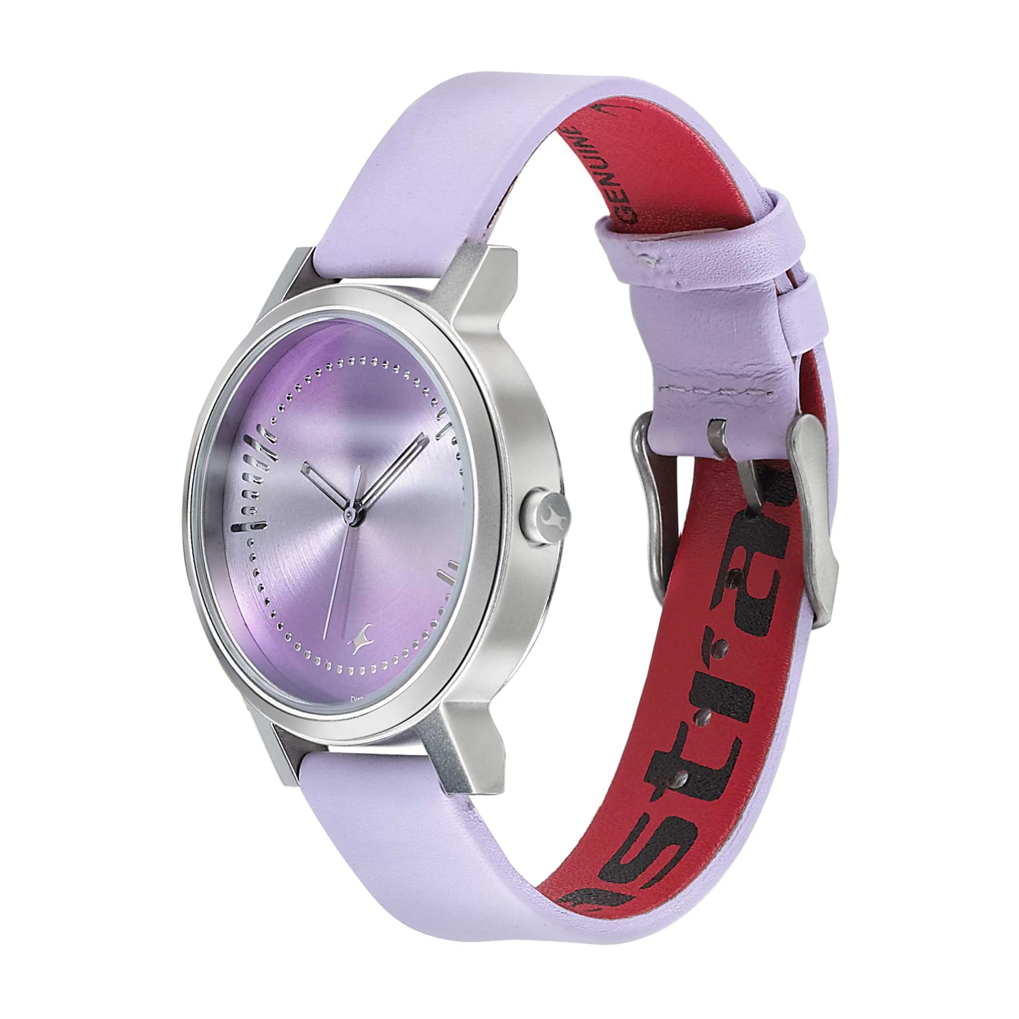 Fastrack Sunburn Quartz Analog Purple Dial Leather Strap Watch for Girls - Image 3