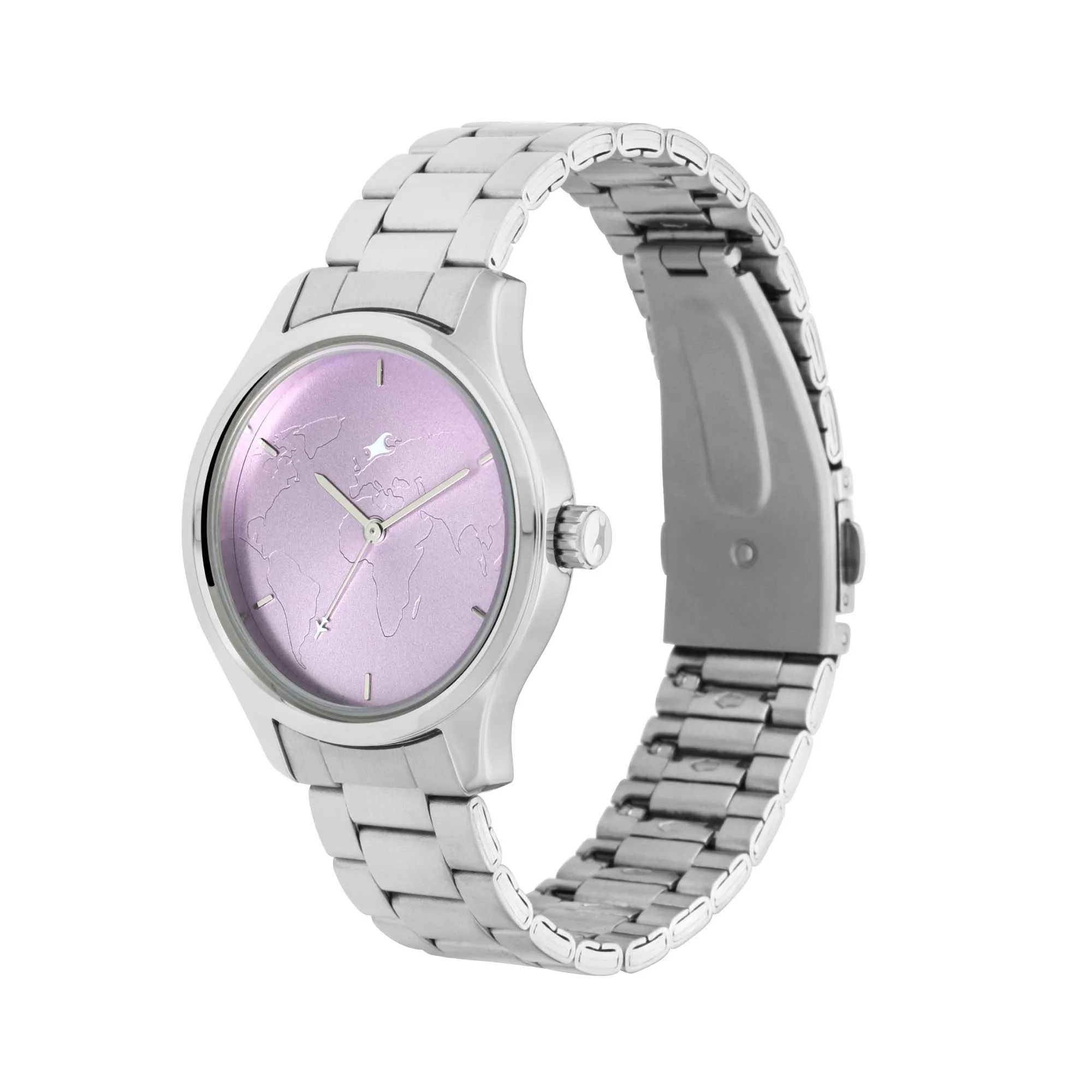 Fastrack Tripster Quartz Analog Purple Dial Stainless Steel Strap Watch for Girls - Image 3