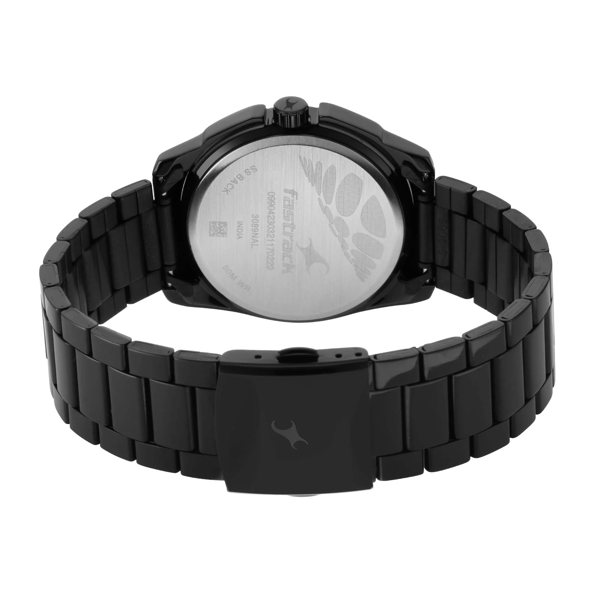Fastrack Wear Your Look Quartz Analog Black Dial Metal Strap Watch for Guys - Image 4