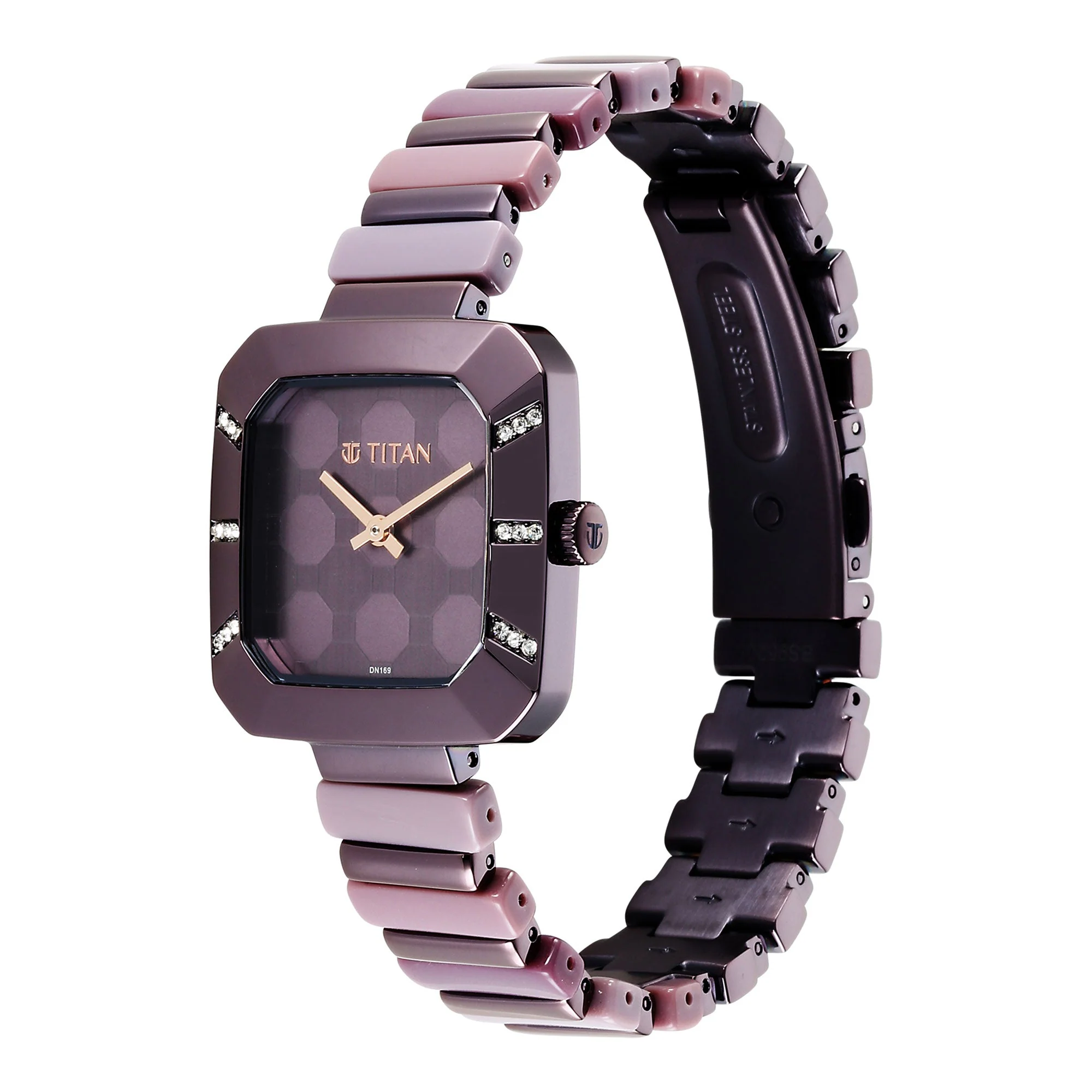 Glitz Purple Dial Metal & Plastic Strap Watch for Women - Image 3
