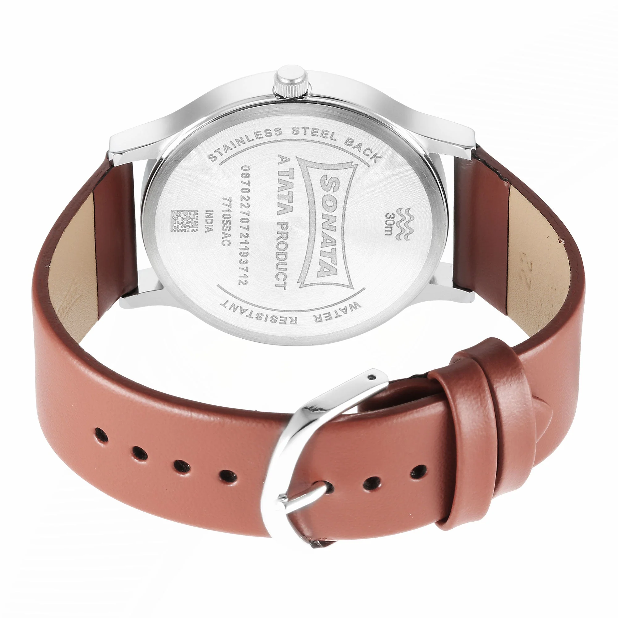 Knot Blue Dial Leather Strap Watch for Men - Image 4