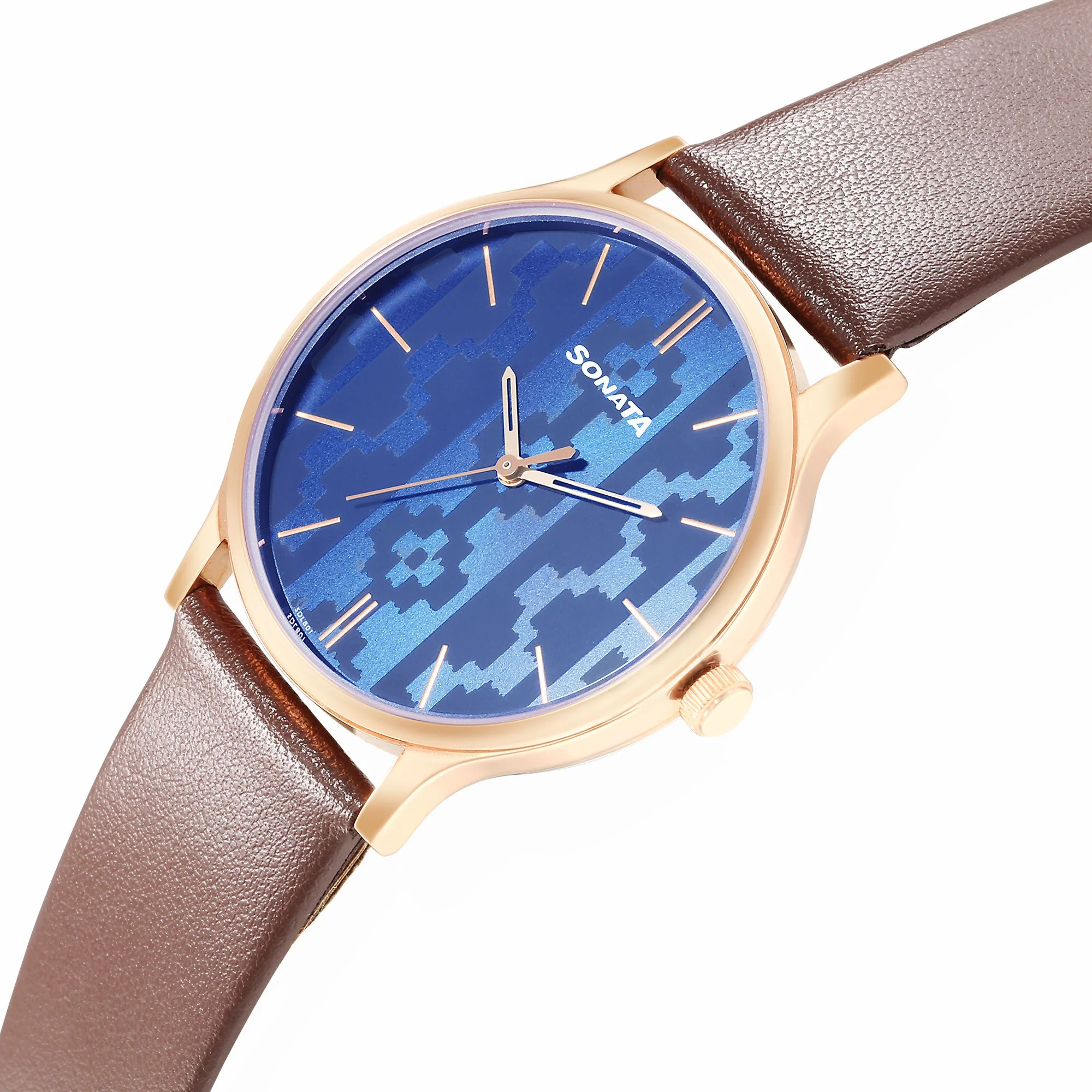 Knot Blue Dial Leather Strap Watch for Men - Image 3