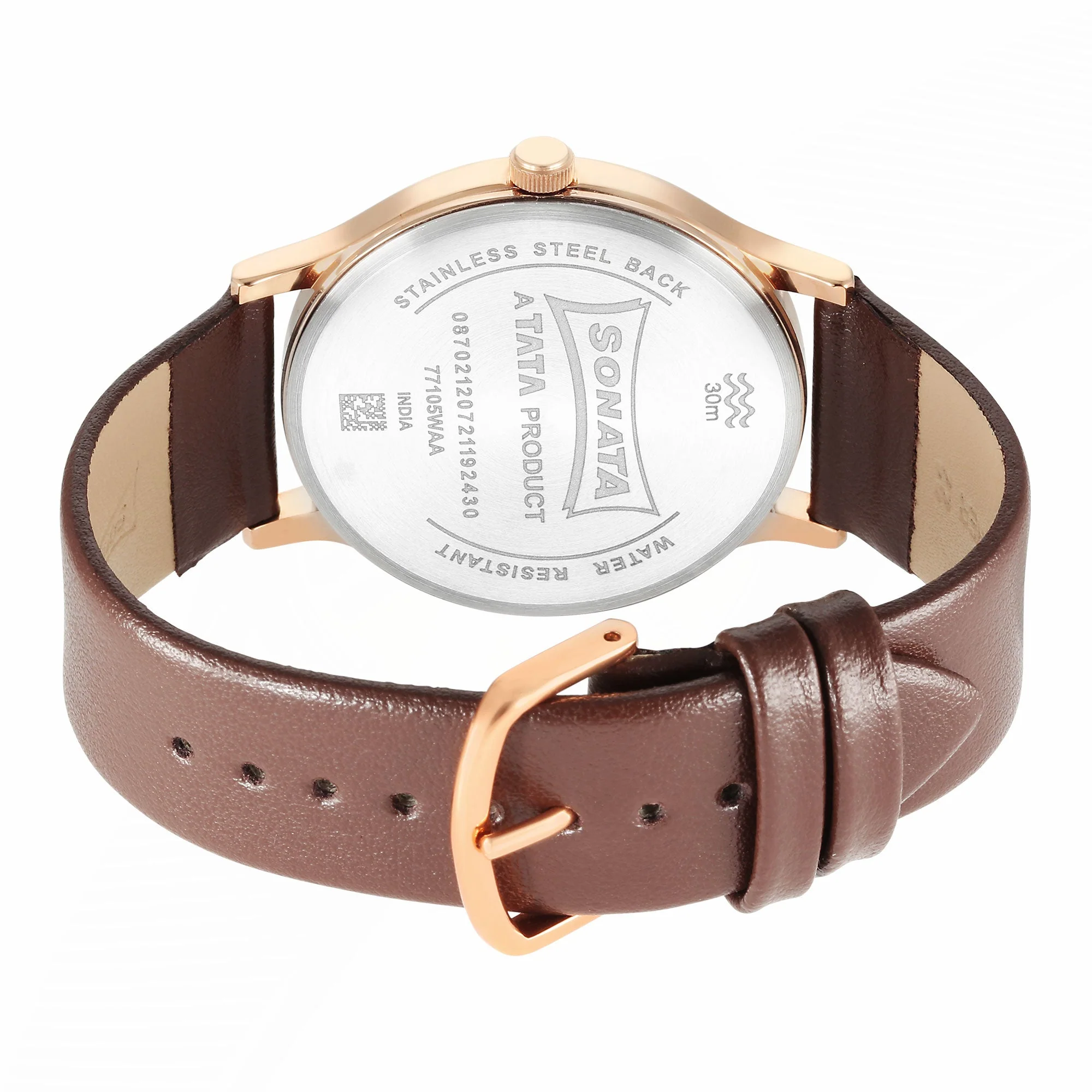 Knot Blue Dial Leather Strap Watch for Men - Image 4