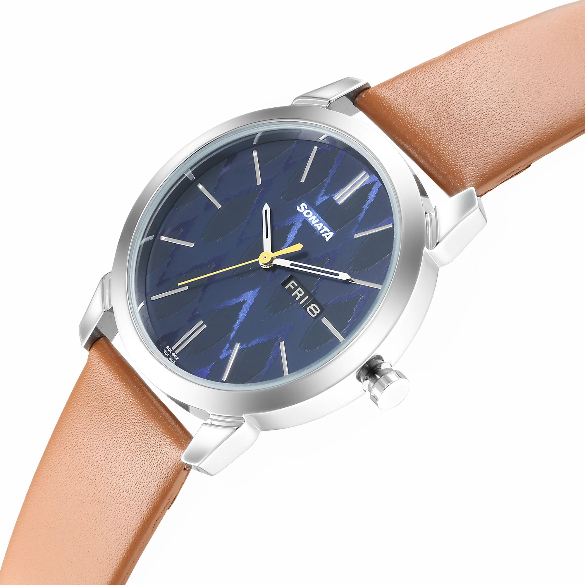 Knot Blue Dial Leather Strap Watch for Men - Image 3