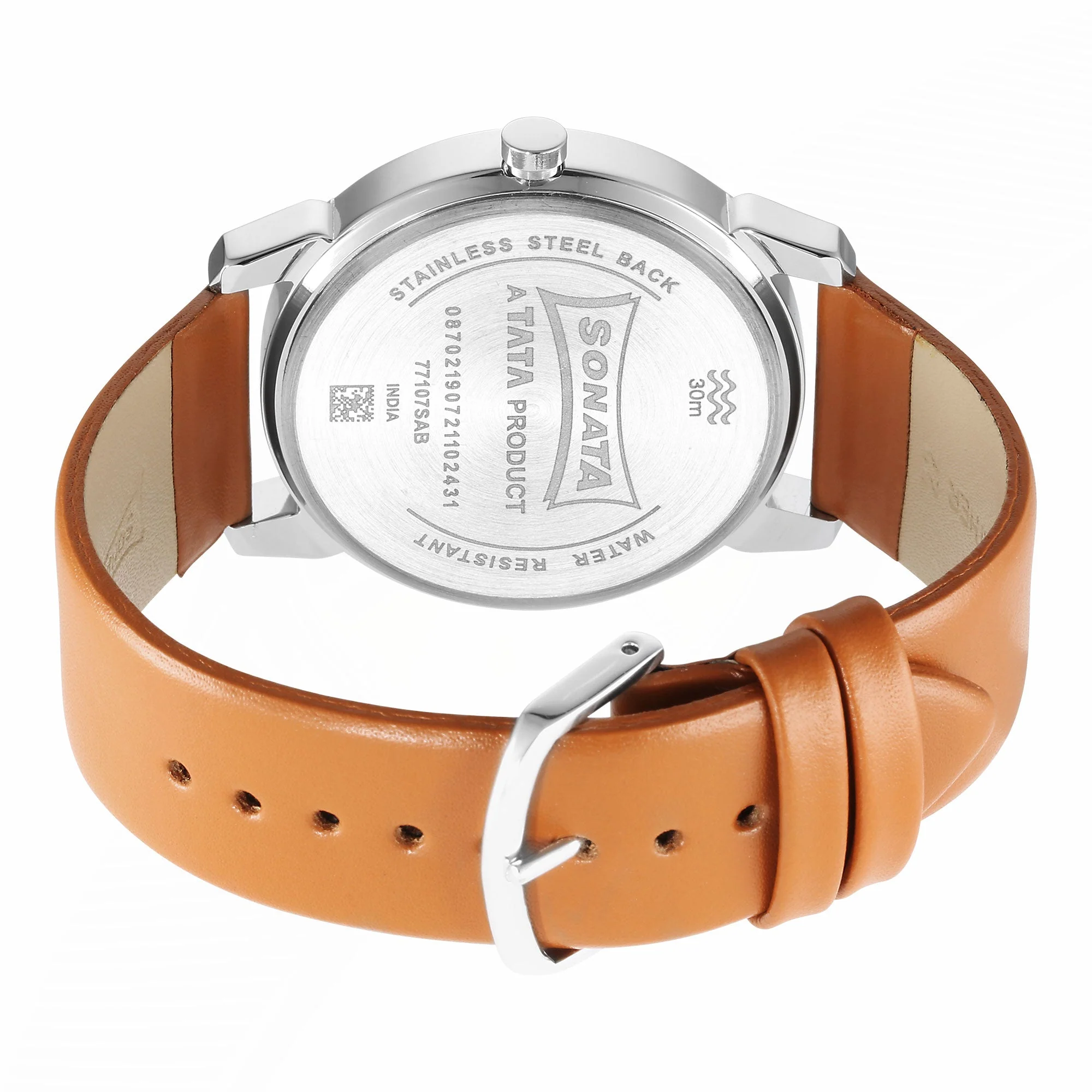 Knot Blue Dial Leather Strap Watch for Men - Image 4