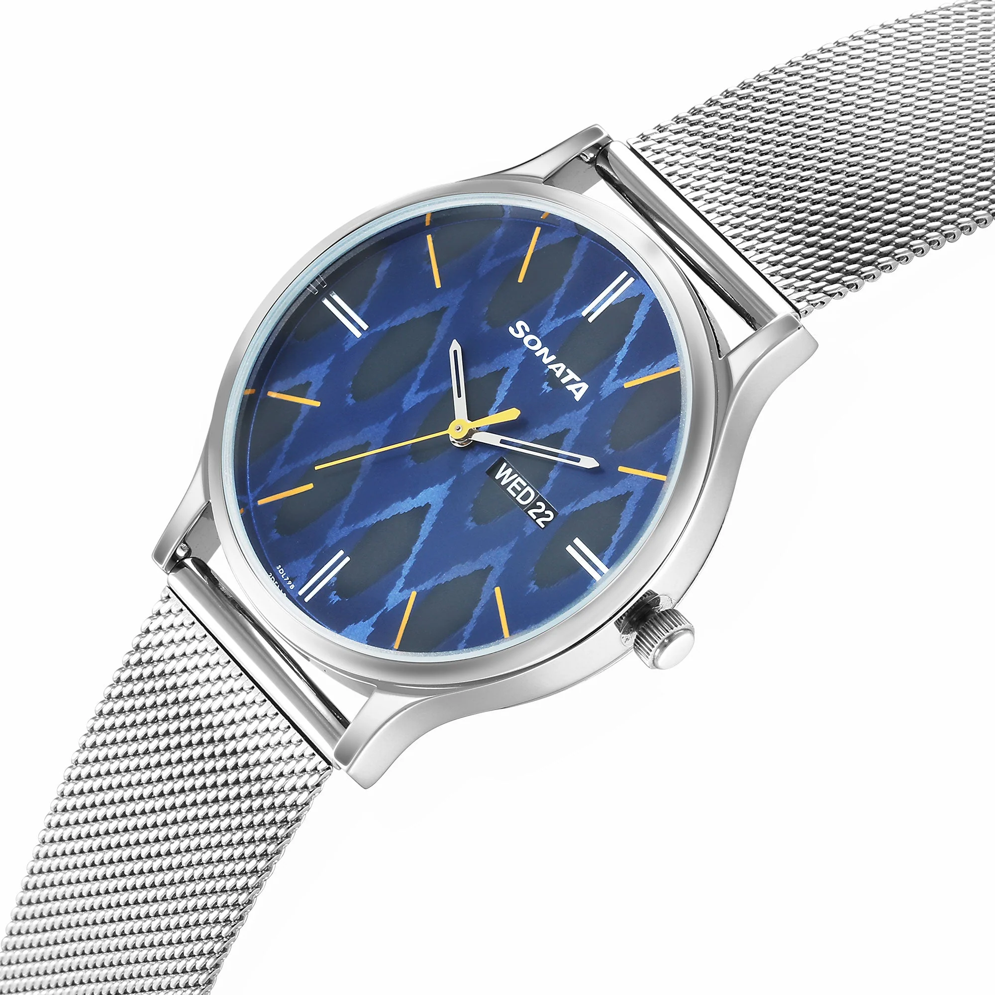Knot Blue Dial Stainless Steel Strap Watch for Men - Image 3