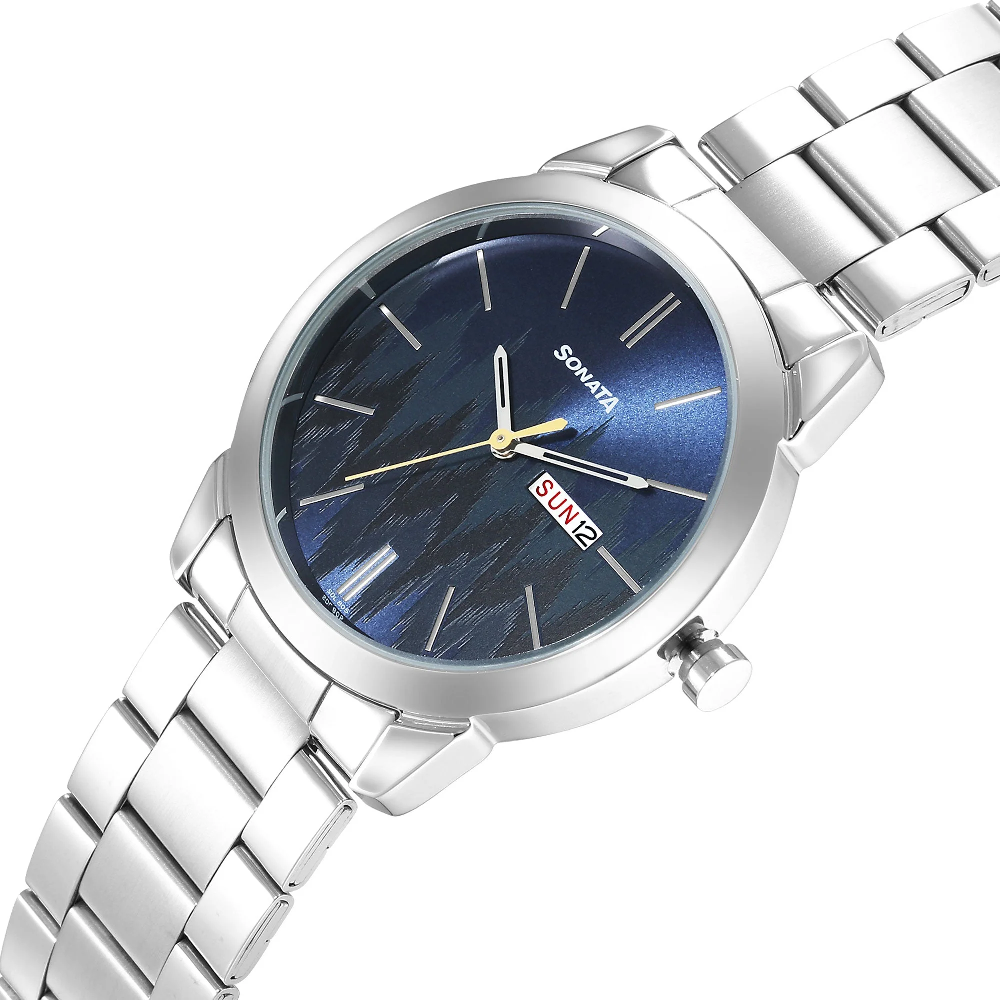 Knot Blue Dial Stainless Steel Strap Watch for Men - Image 3