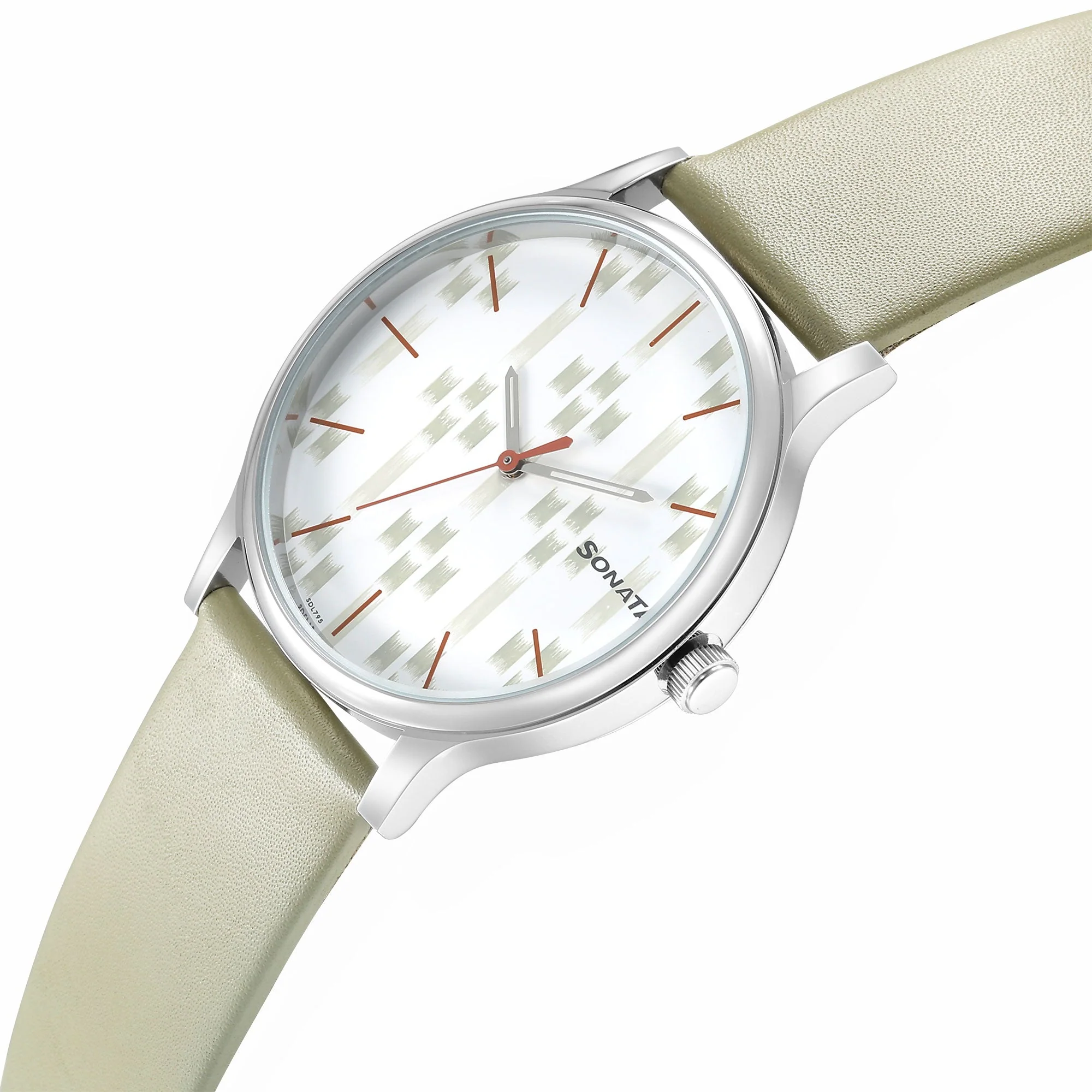 Knot White Dial Leather Strap Watch for Men - Image 3