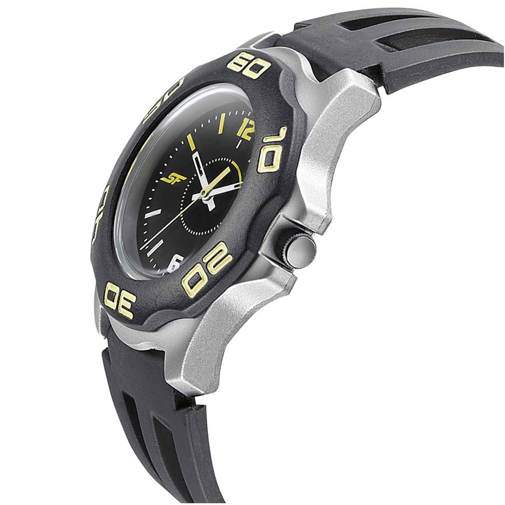 SF Quartz Analog Black Dial PU Strap Watch for Men - Image 3