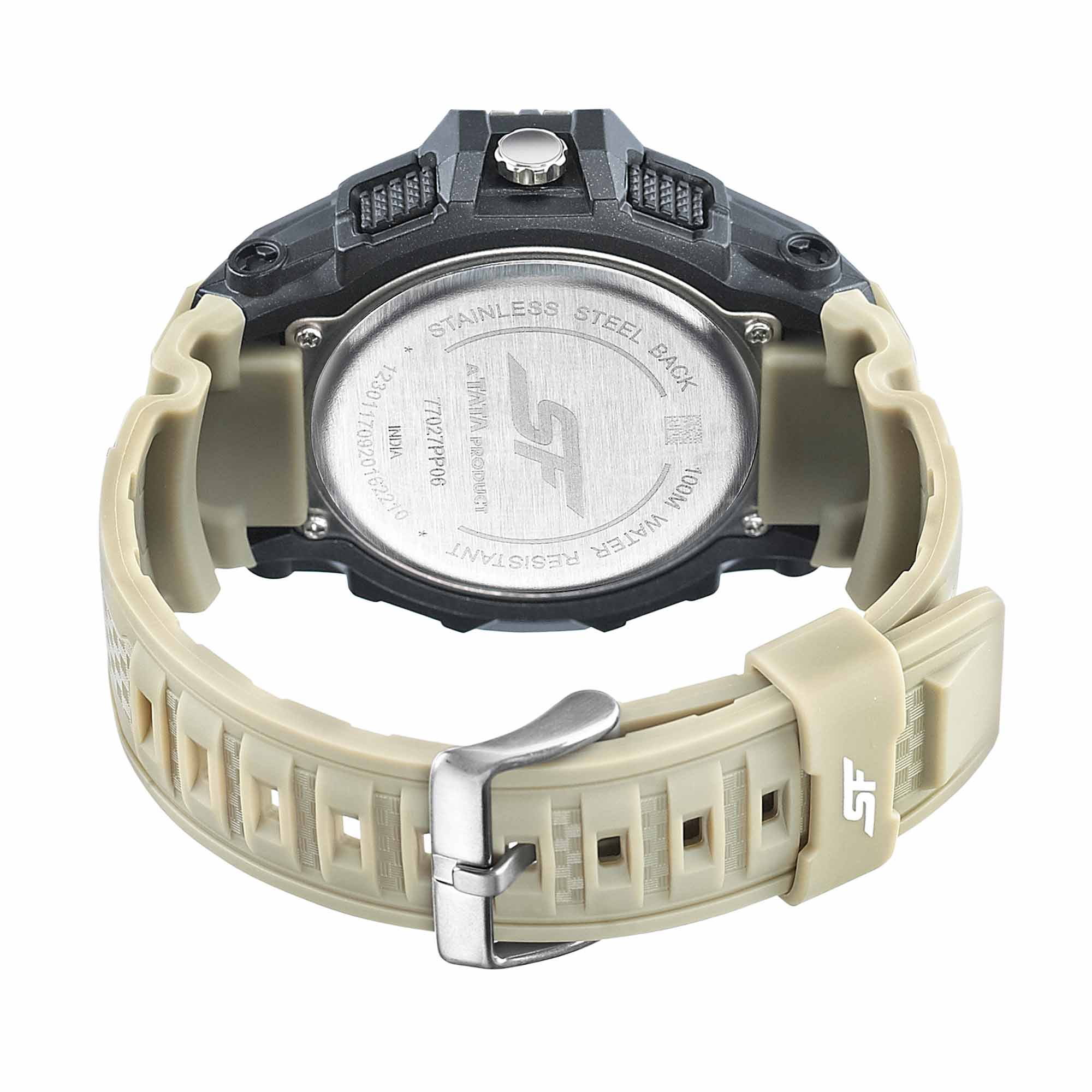 SF Quartz Digital Analog Digital Black Dial PU Strap Watch for Men - Image 4