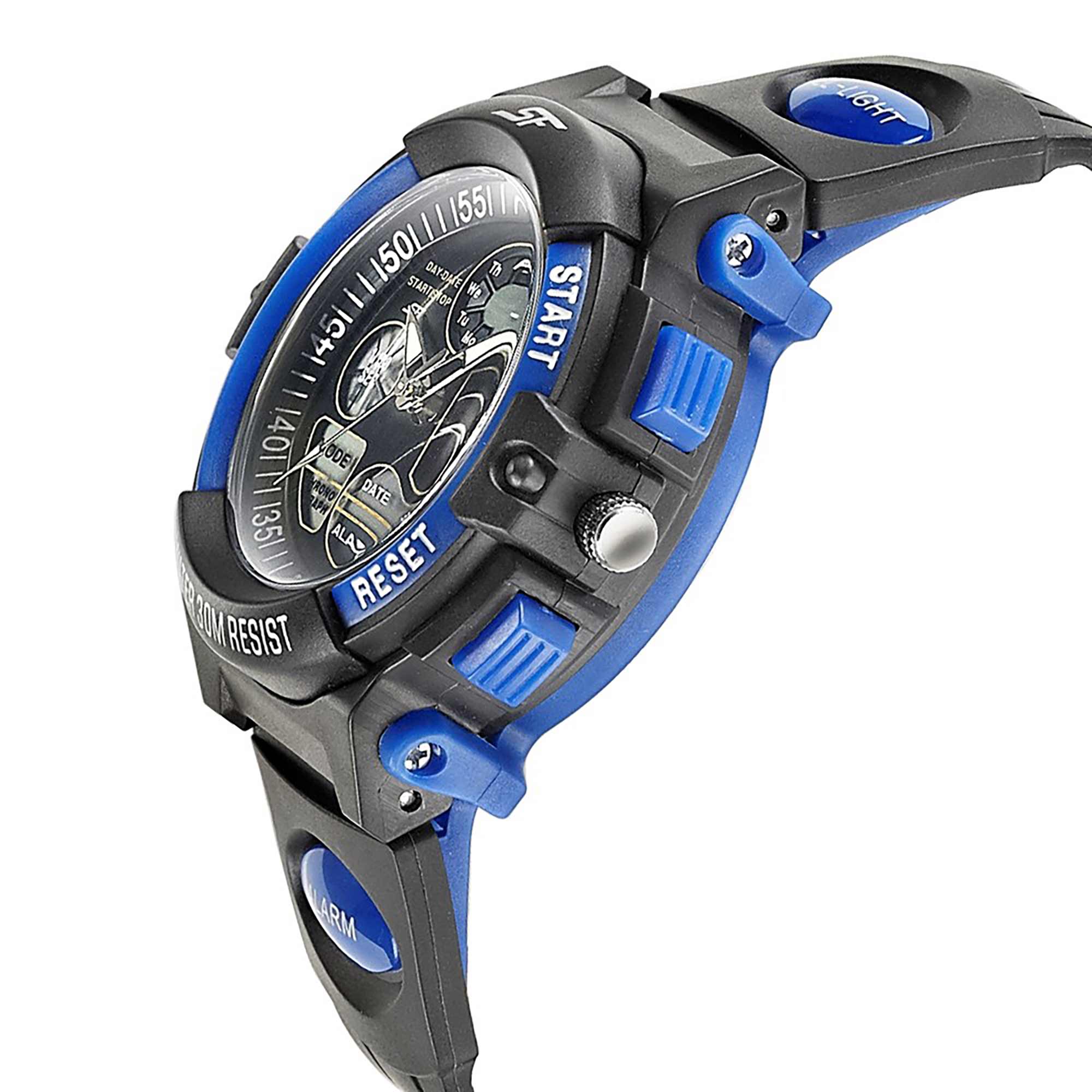 SF Quartz Digital Analog Digital Black Dial PU Strap Watch for Men - Image 3
