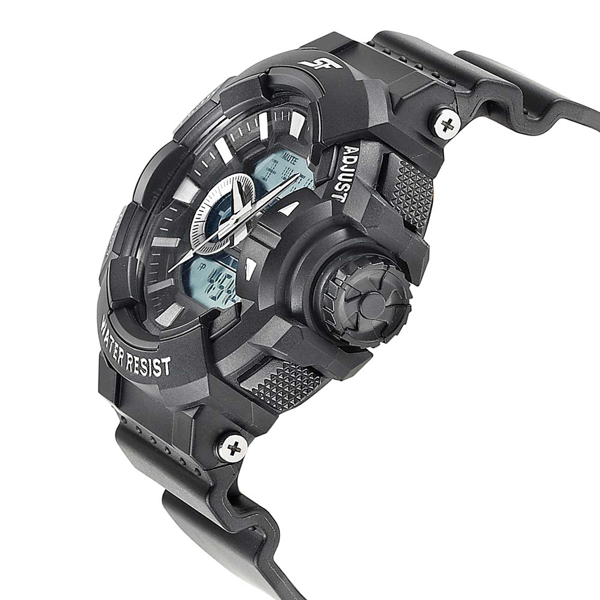 SF Quartz Digital Analog Digital Black Dial PU Strap Watch for Men - Image 3