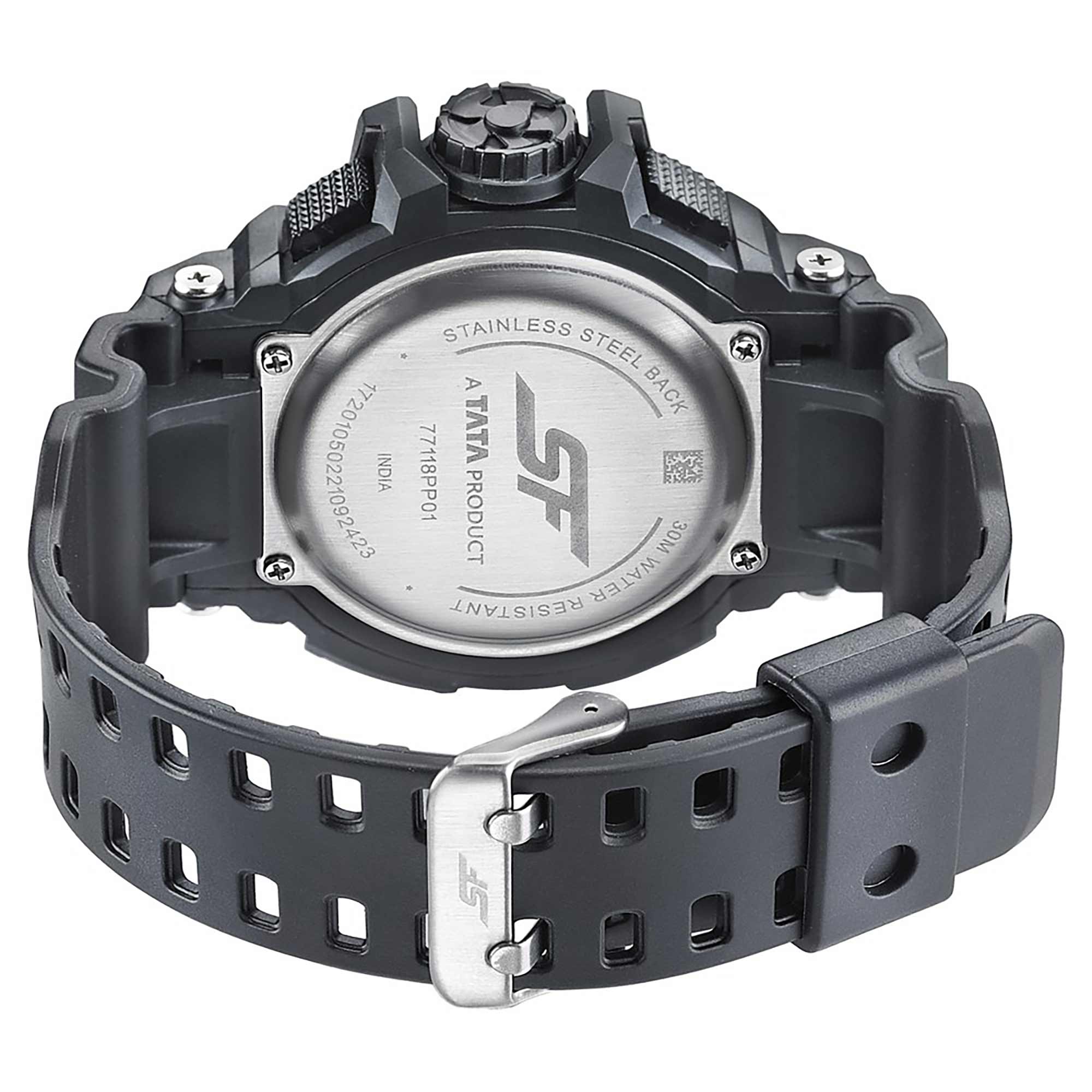 SF Quartz Digital Analog Digital Black Dial PU Strap Watch for Men - Image 4