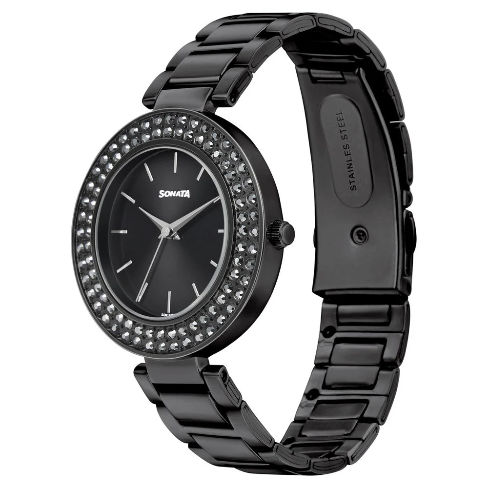 Sonata Blush It Up Black Dial Women Watch With Stainless Steel Strap - Image 3