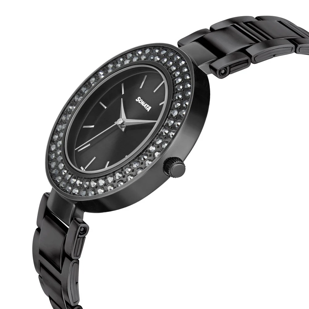 Sonata Blush It Up Black Dial Women Watch With Stainless Steel Strap - Image 4