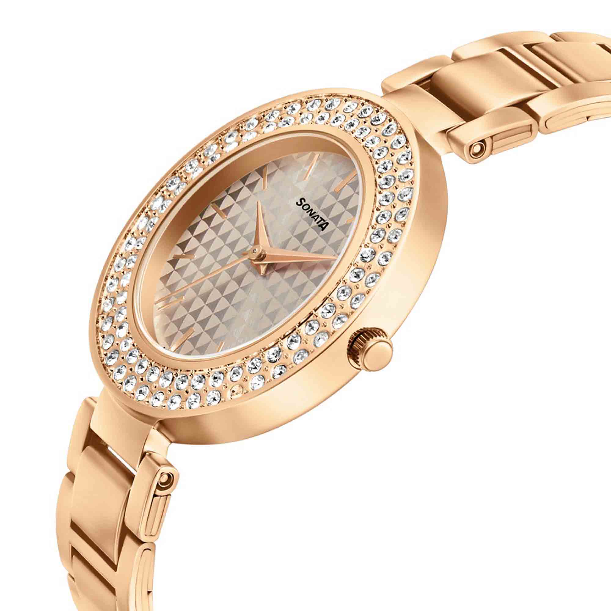 Sonata Blush It Up Rose Gold Dial Women Watch With Stainless Steel Strap - Image 3