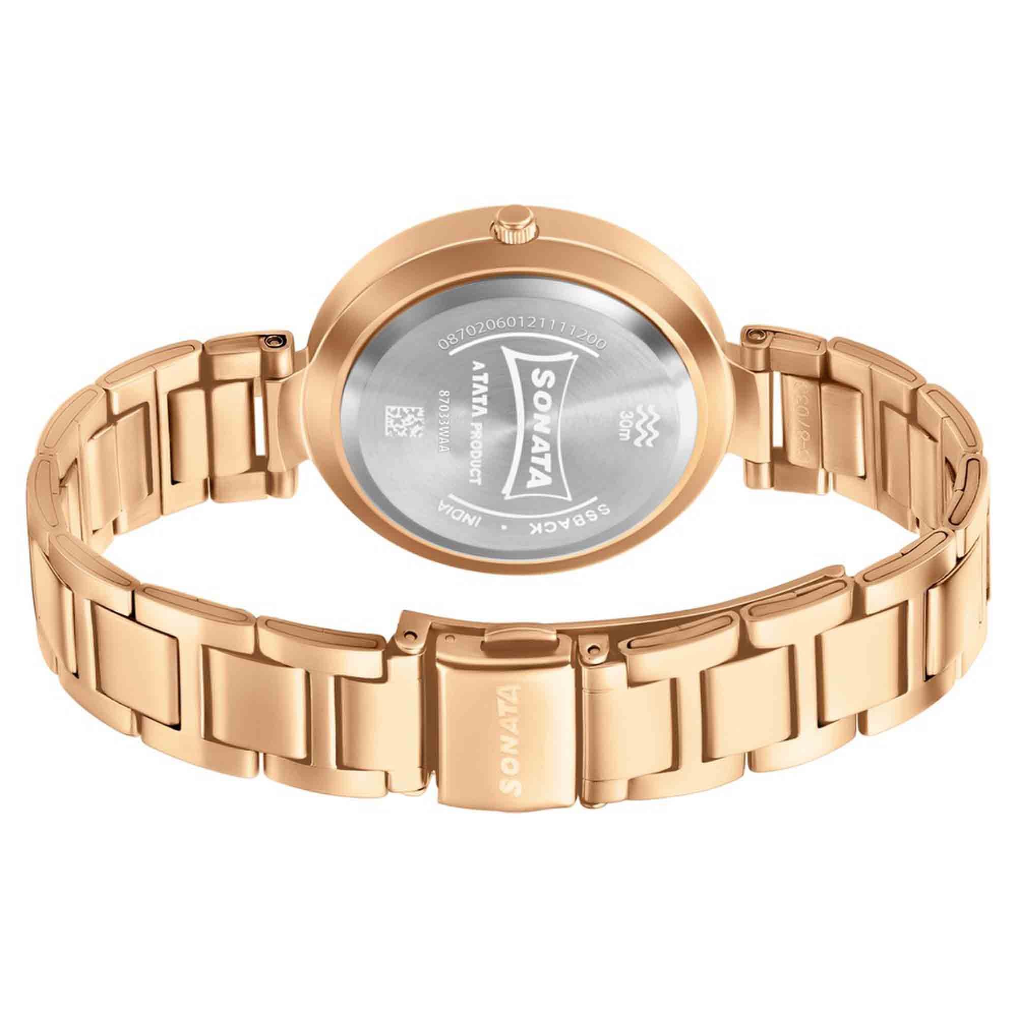 Sonata Blush It Up Rose Gold Dial Women Watch With Stainless Steel Strap - Image 4