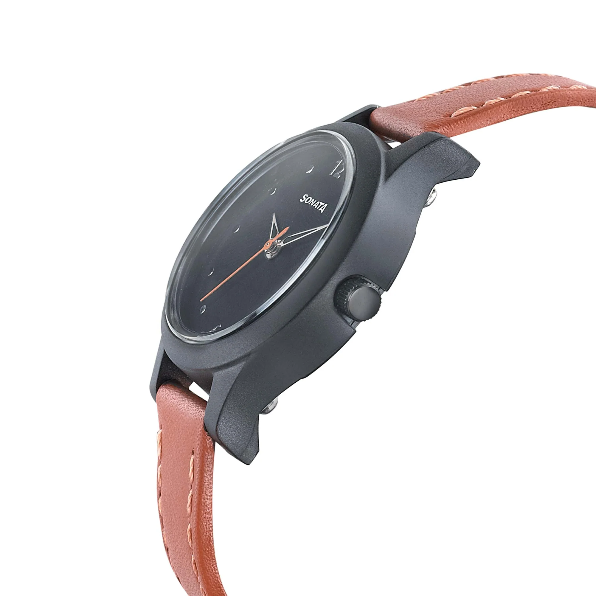 Sonata Essentials Black Dial Women Watch With Leather Strap - Image 3