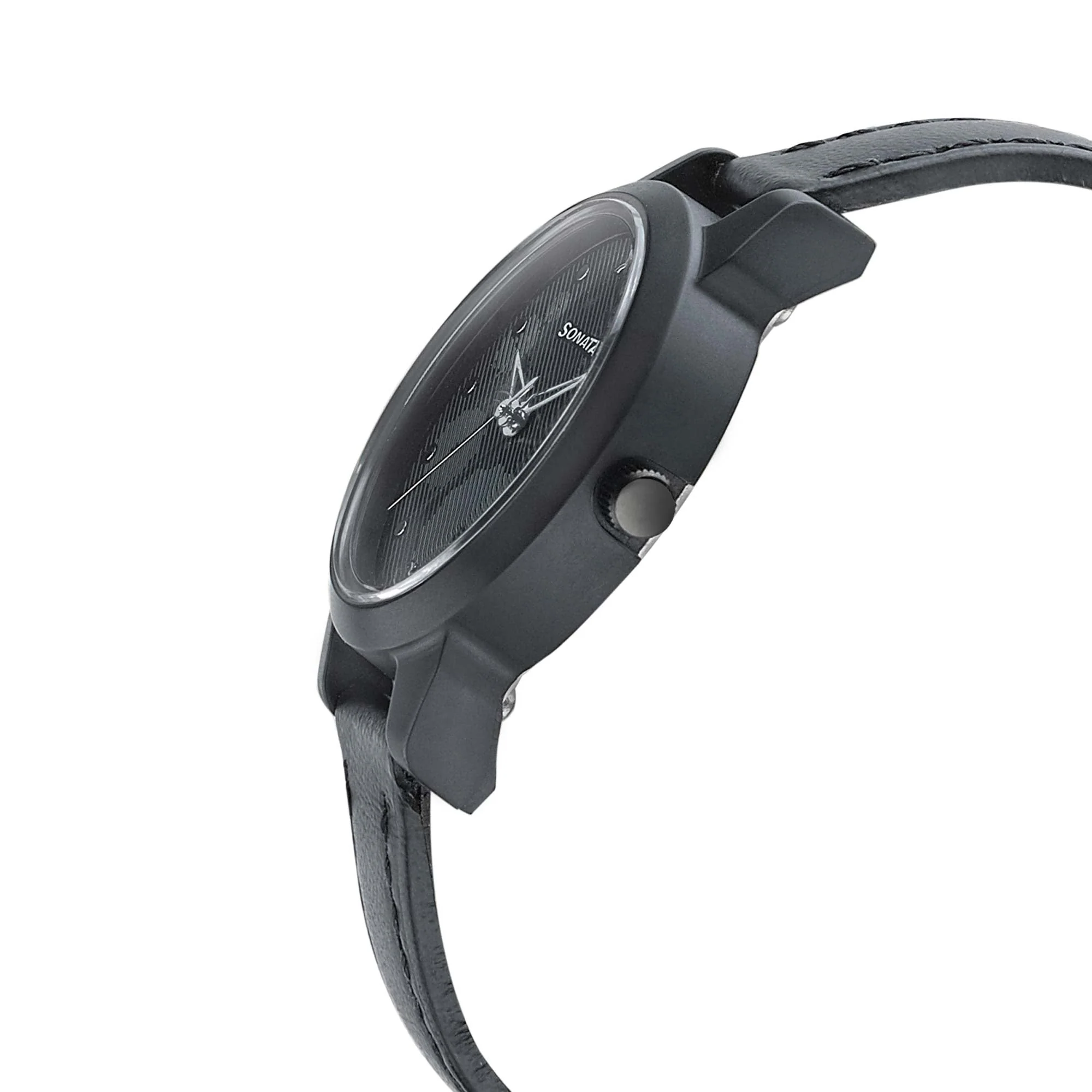 Sonata Essentials Black Dial Women Watch With Leather Strap - Image 3