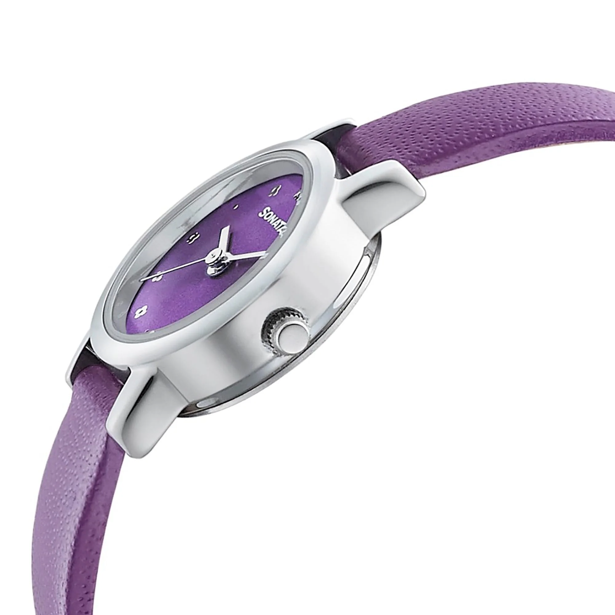 Sonata Floral Folkart Purple Dial Women Watch With Leather Strap - Image 3