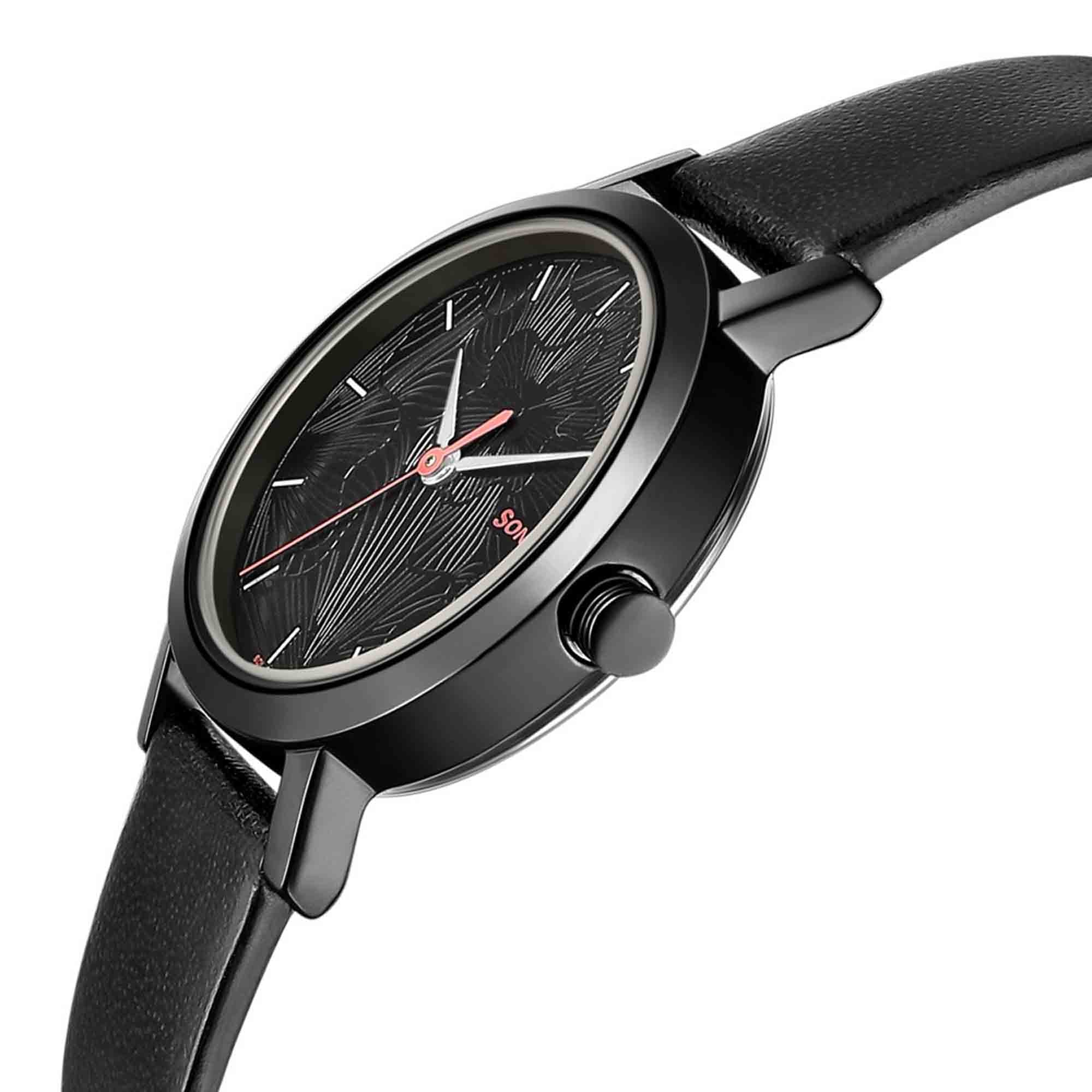 Sonata Linnea Black Dial Women Watch With Leather Strap - Image 3