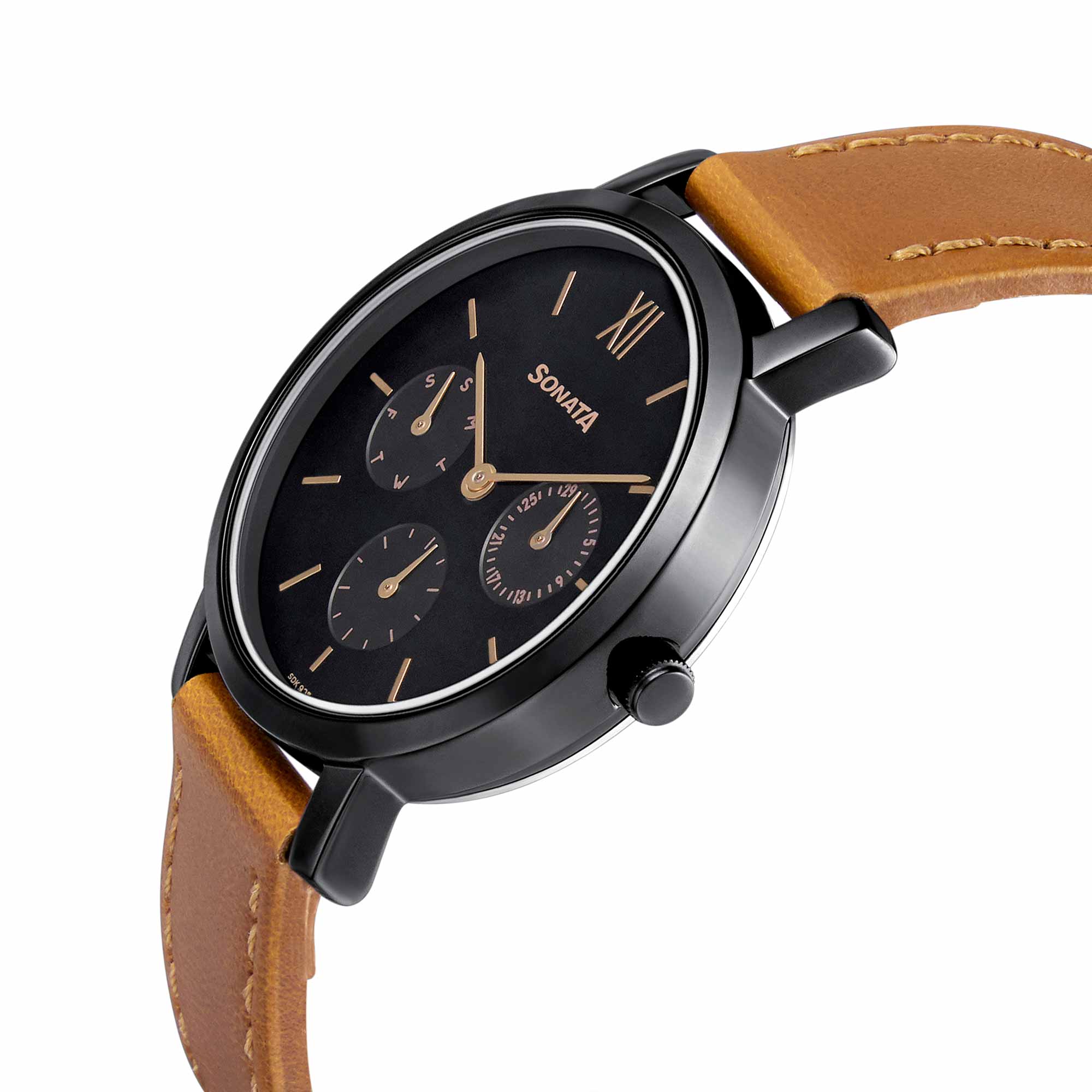 Sonata Multifunctions Blue Dial Women Watch With Leather Strap - Image 3