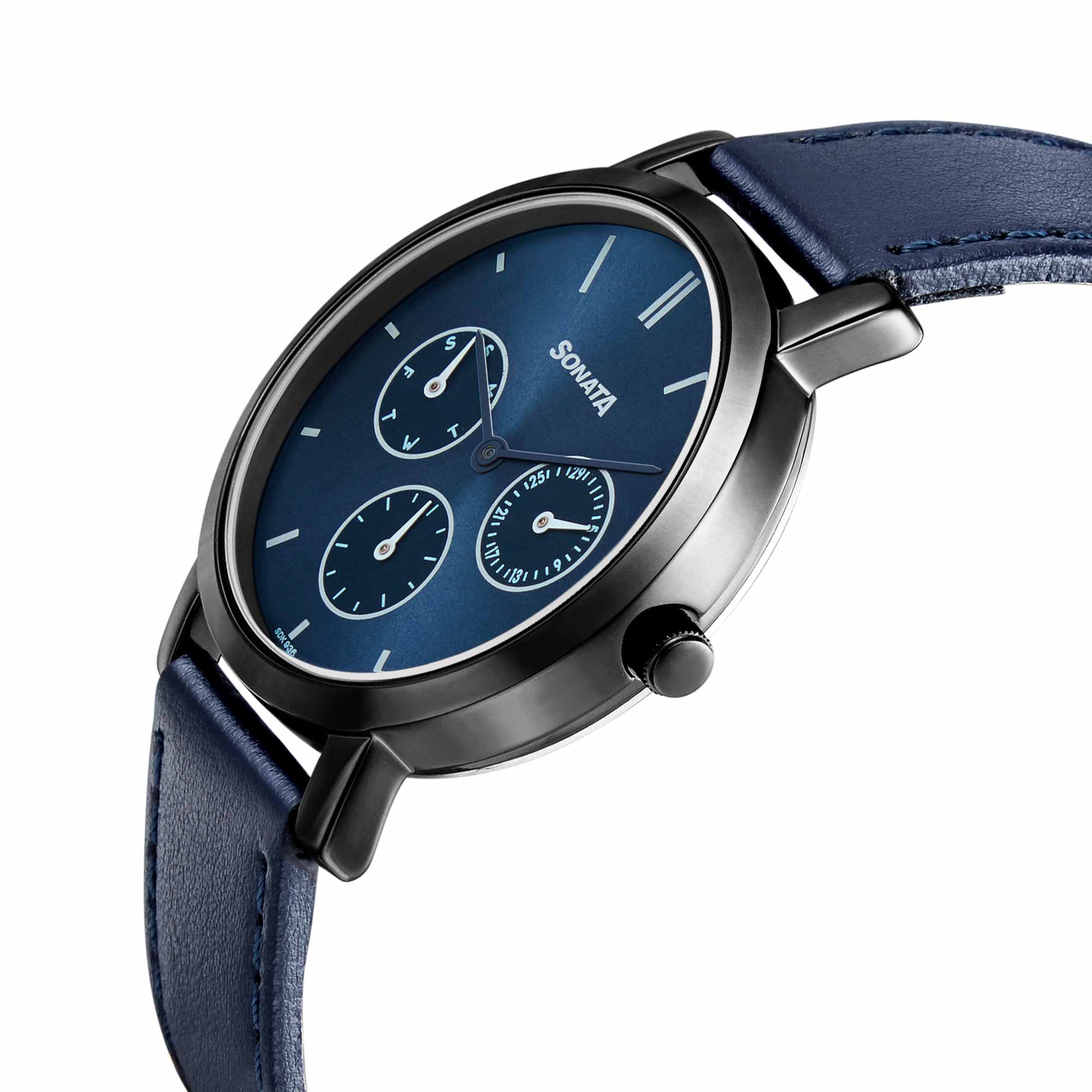 Sonata Multifunctions Blue Dial Women Watch With Leather Strap - Image 3