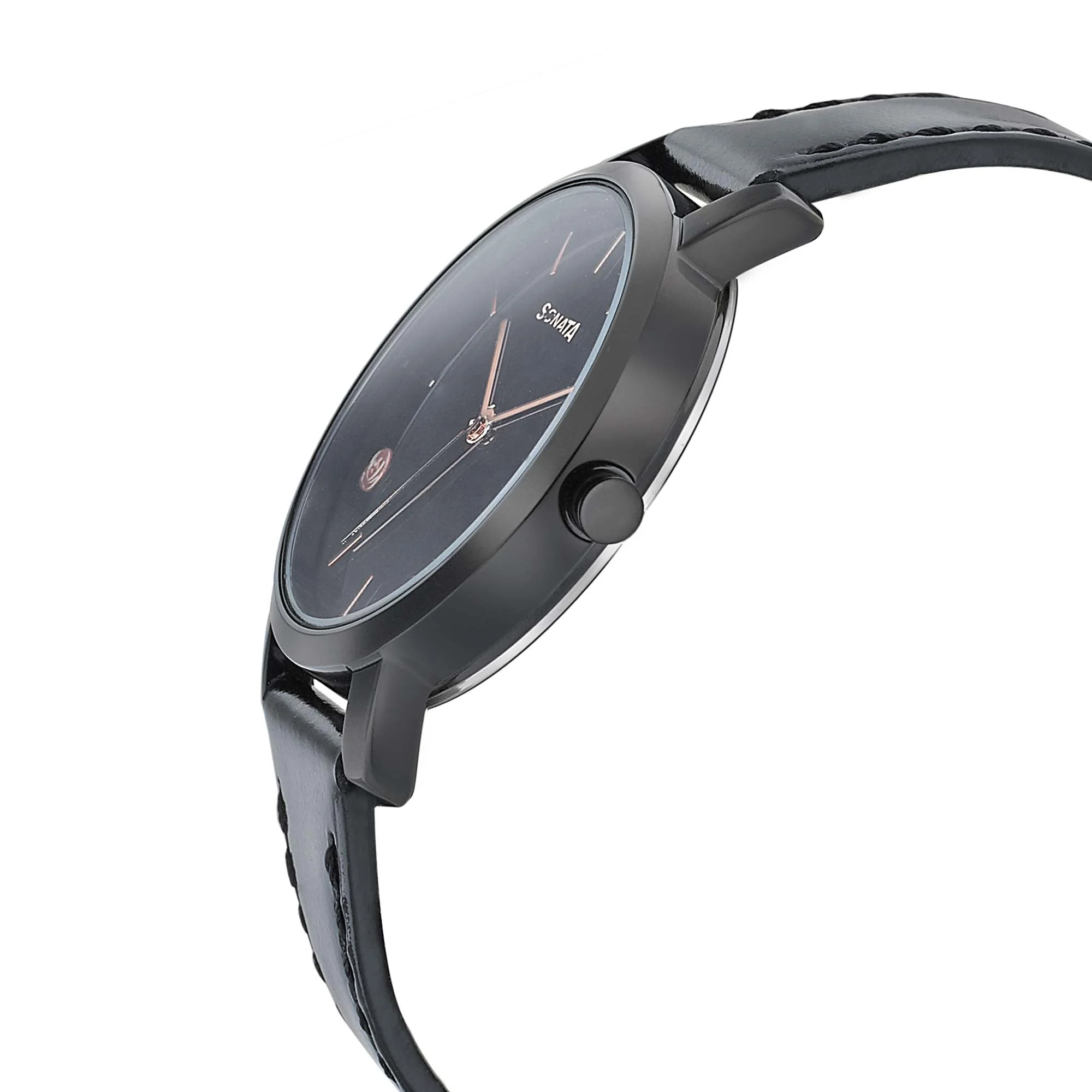 Sonata Onyx Black Dial Women Watch With Leather Strap - Image 3