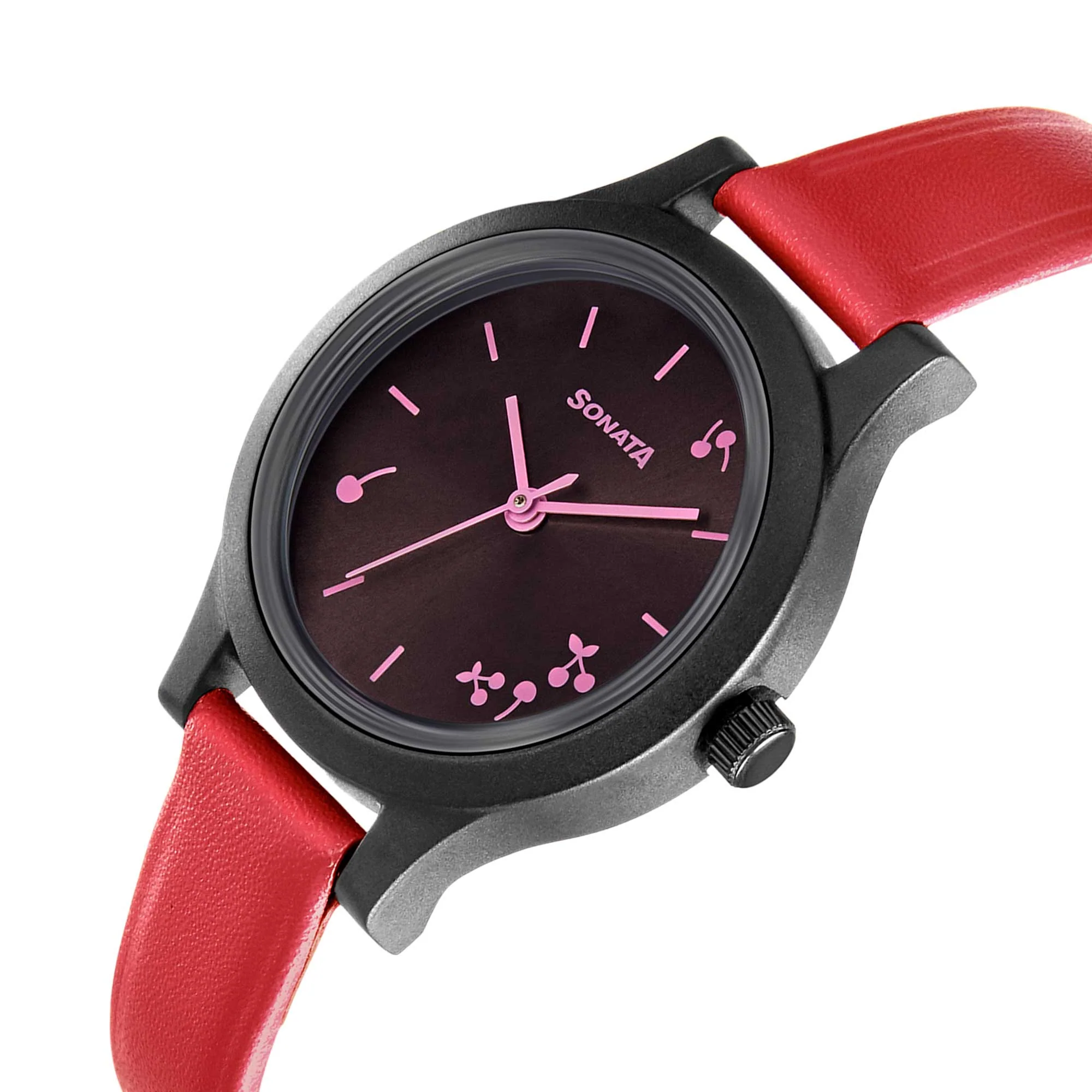 Sonata Play Black Dial Women Watch With Leather Strap - Image 3