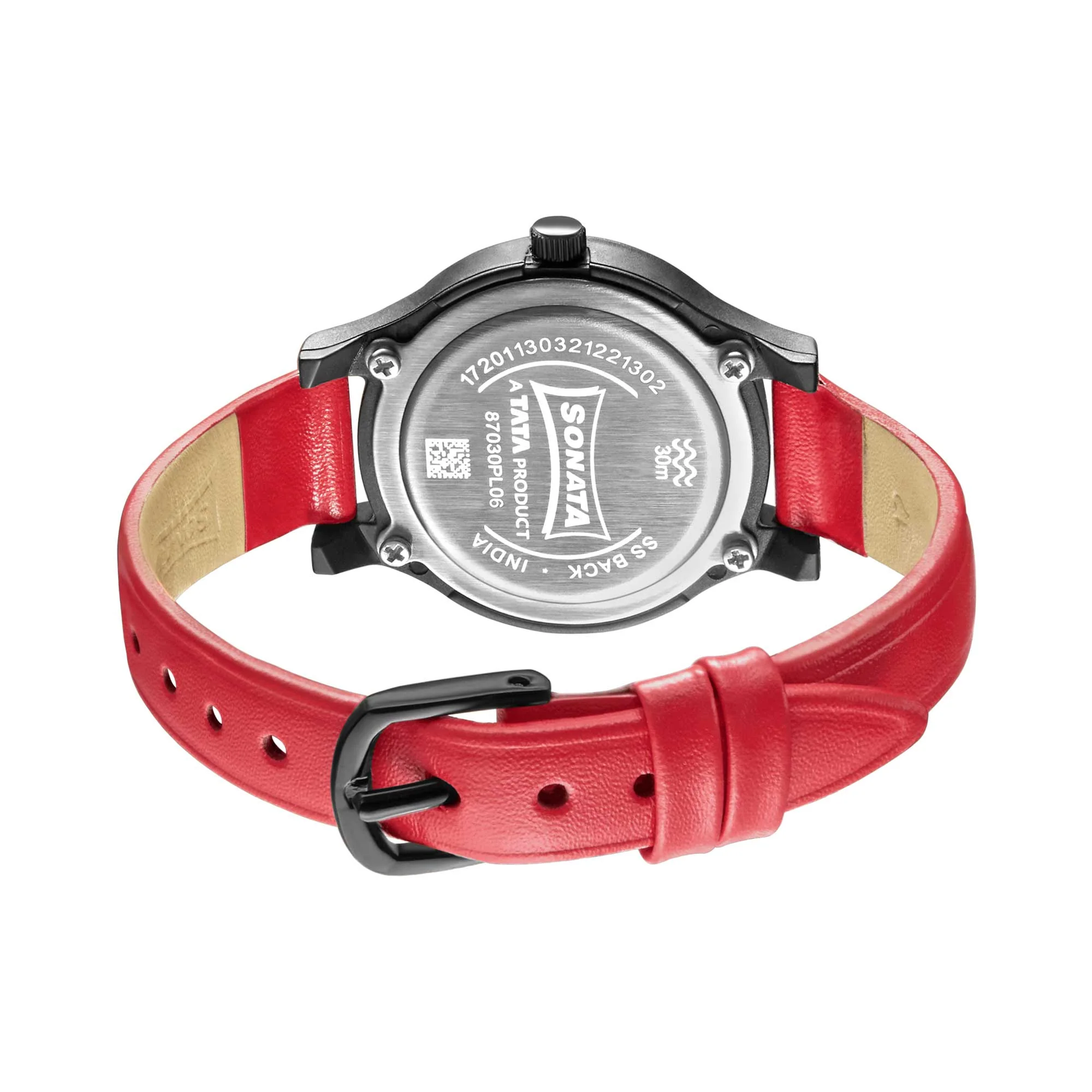 Sonata Play Black Dial Women Watch With Leather Strap - Image 4