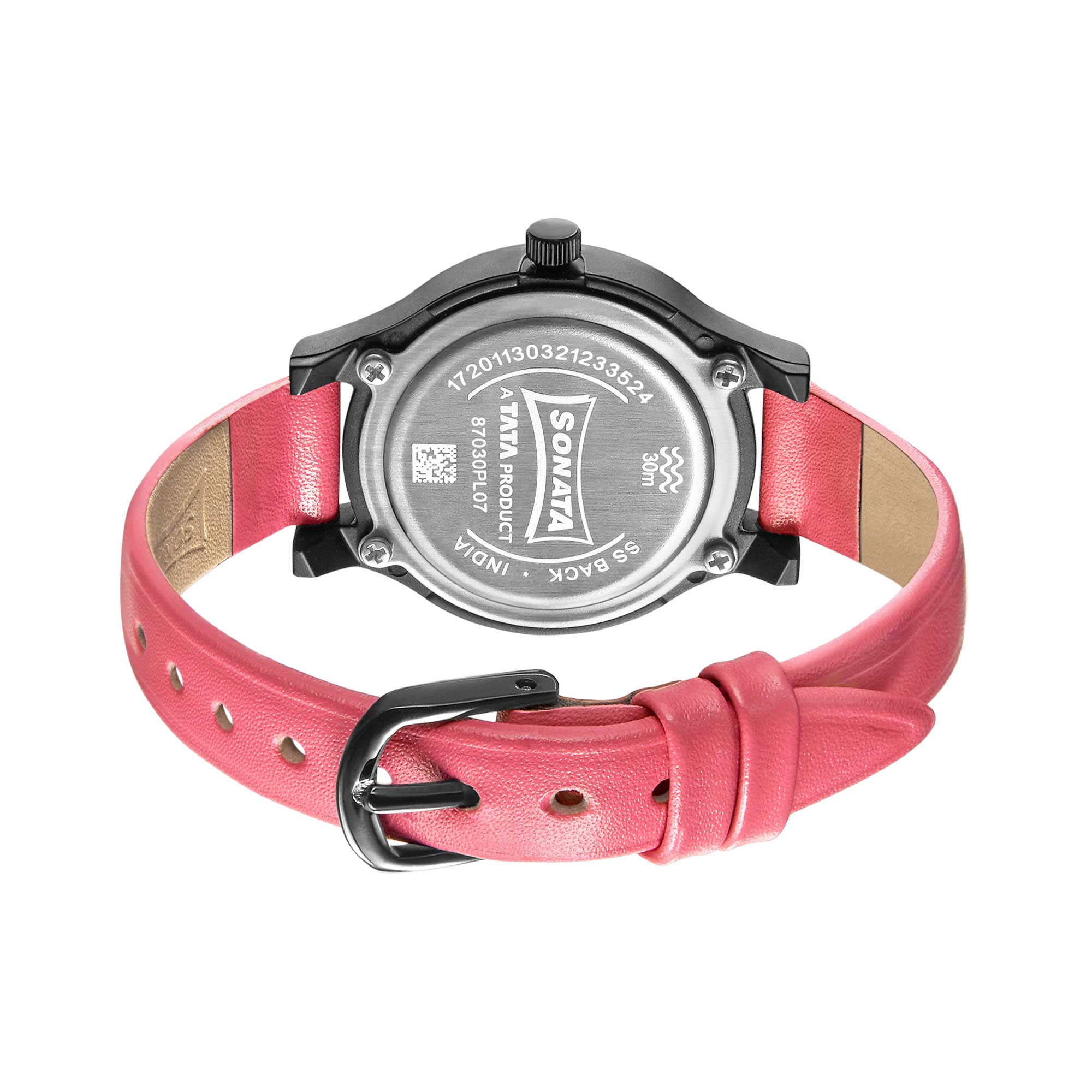 Sonata Play Black Dial Women Watch With Leather Strap - Image 4